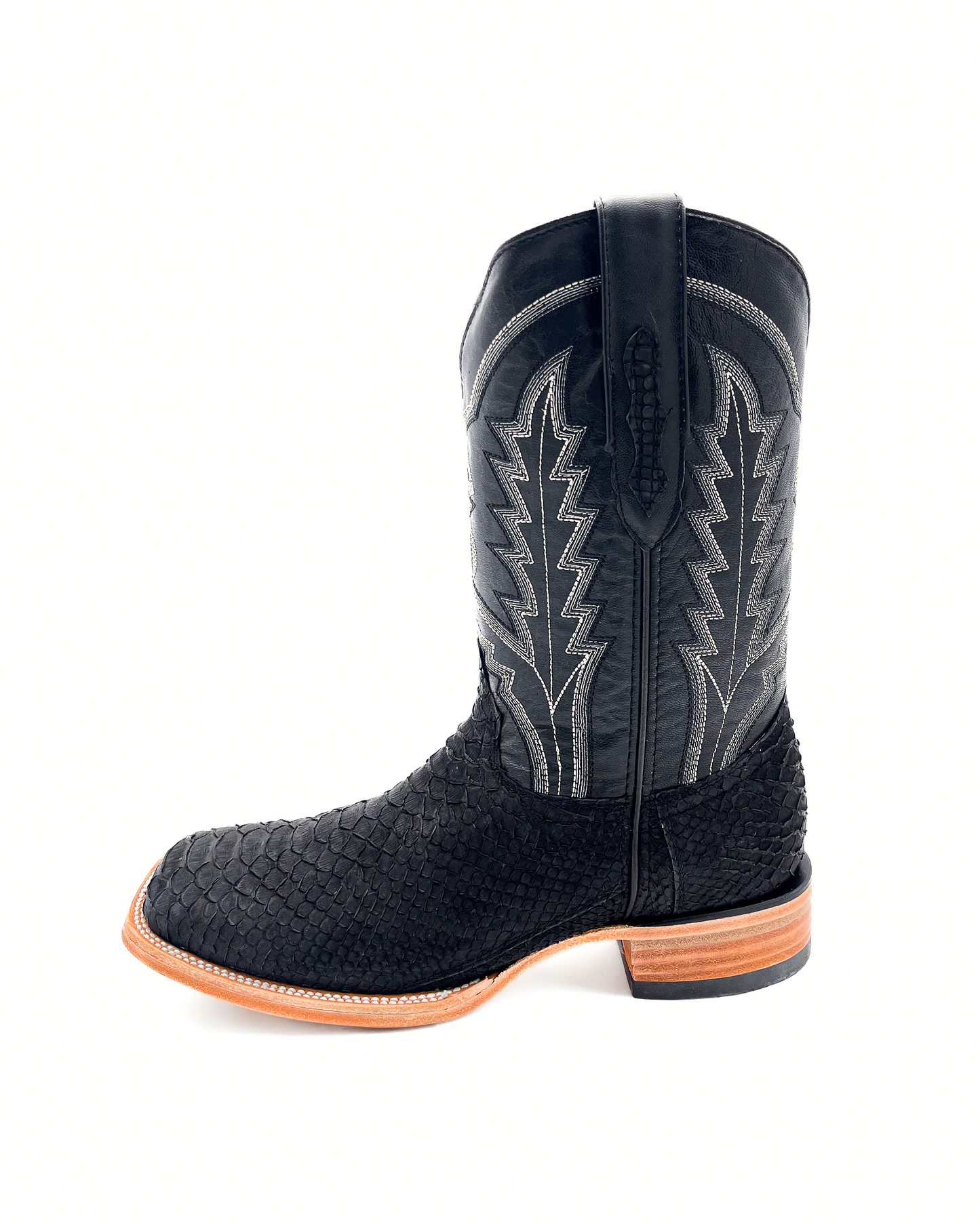 Cowboy Boot Genuine Black Matte Python