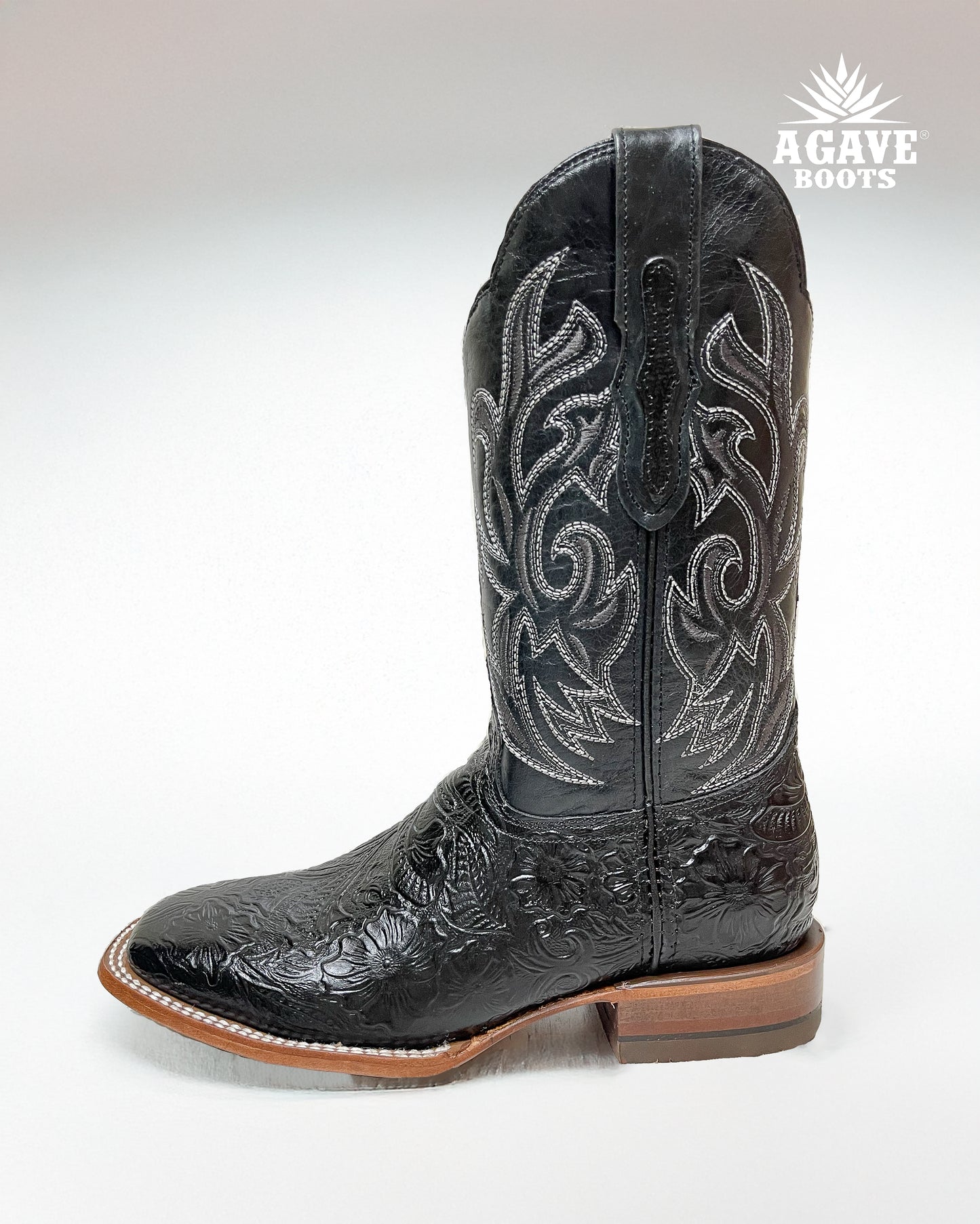 Cowboy Boot Black Tooled