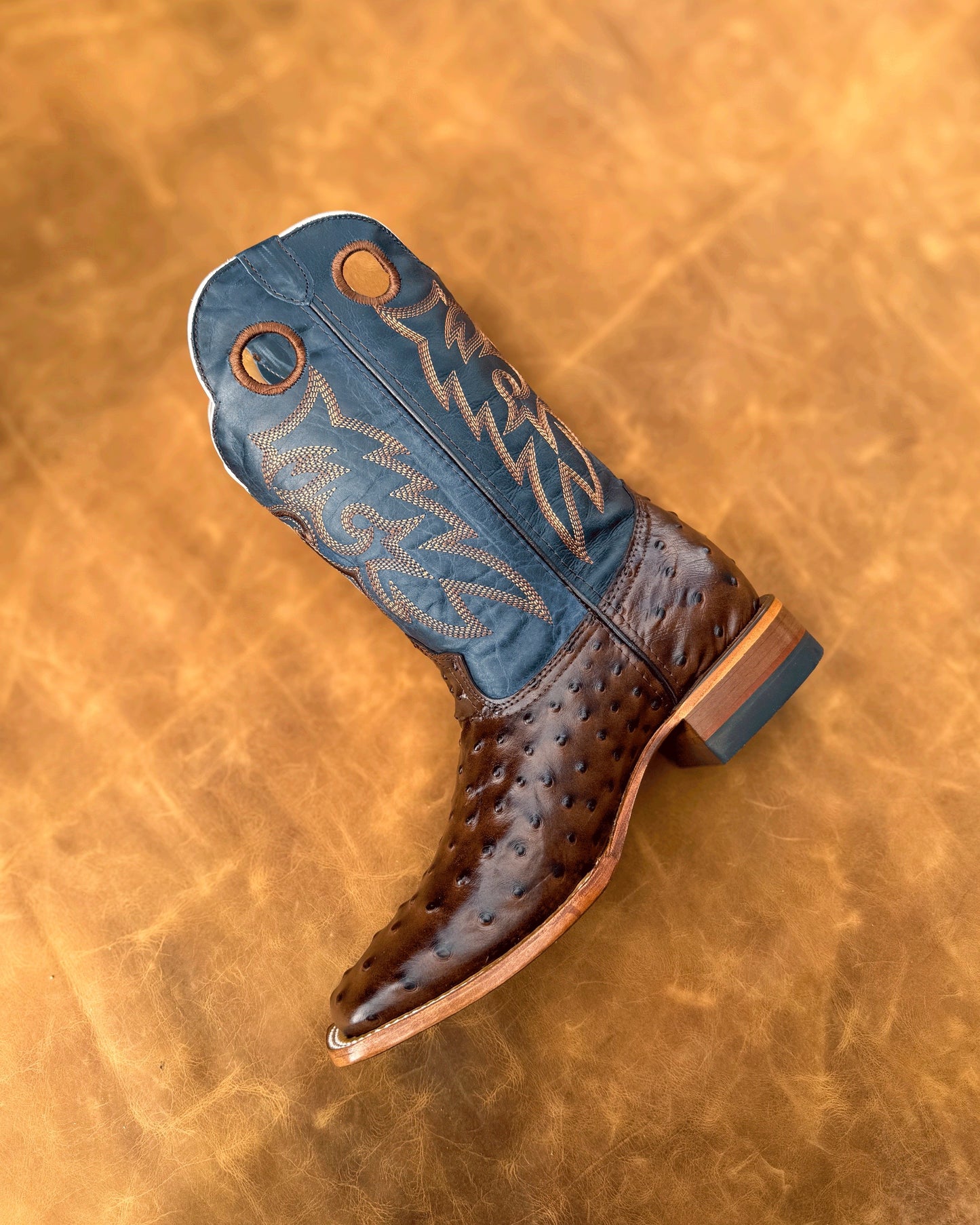 Cowboy Boot Ostrich Brown