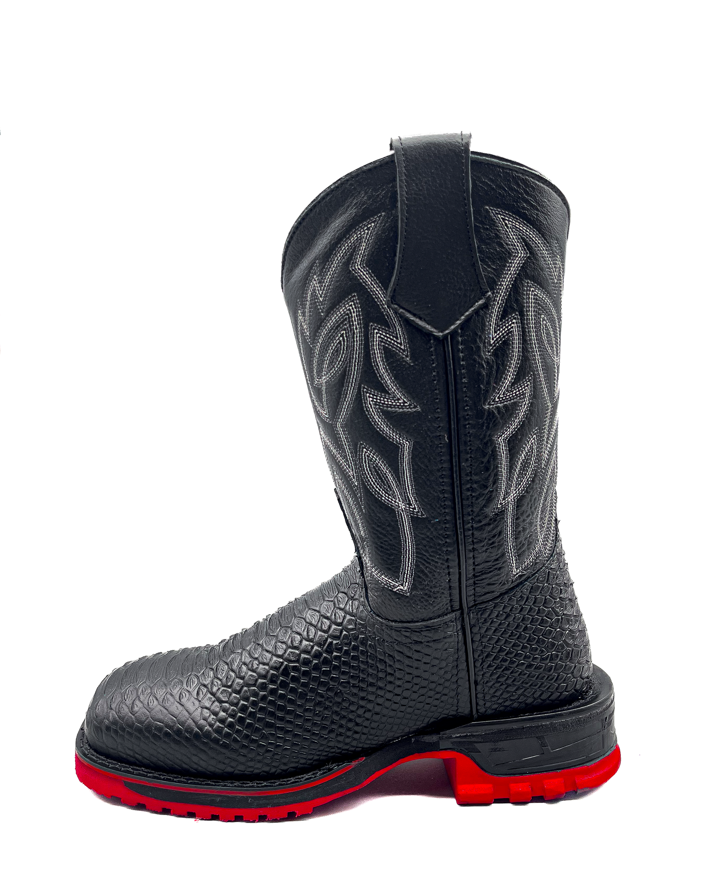 Cowboy Work Boot Matte Black Python Composite Toe