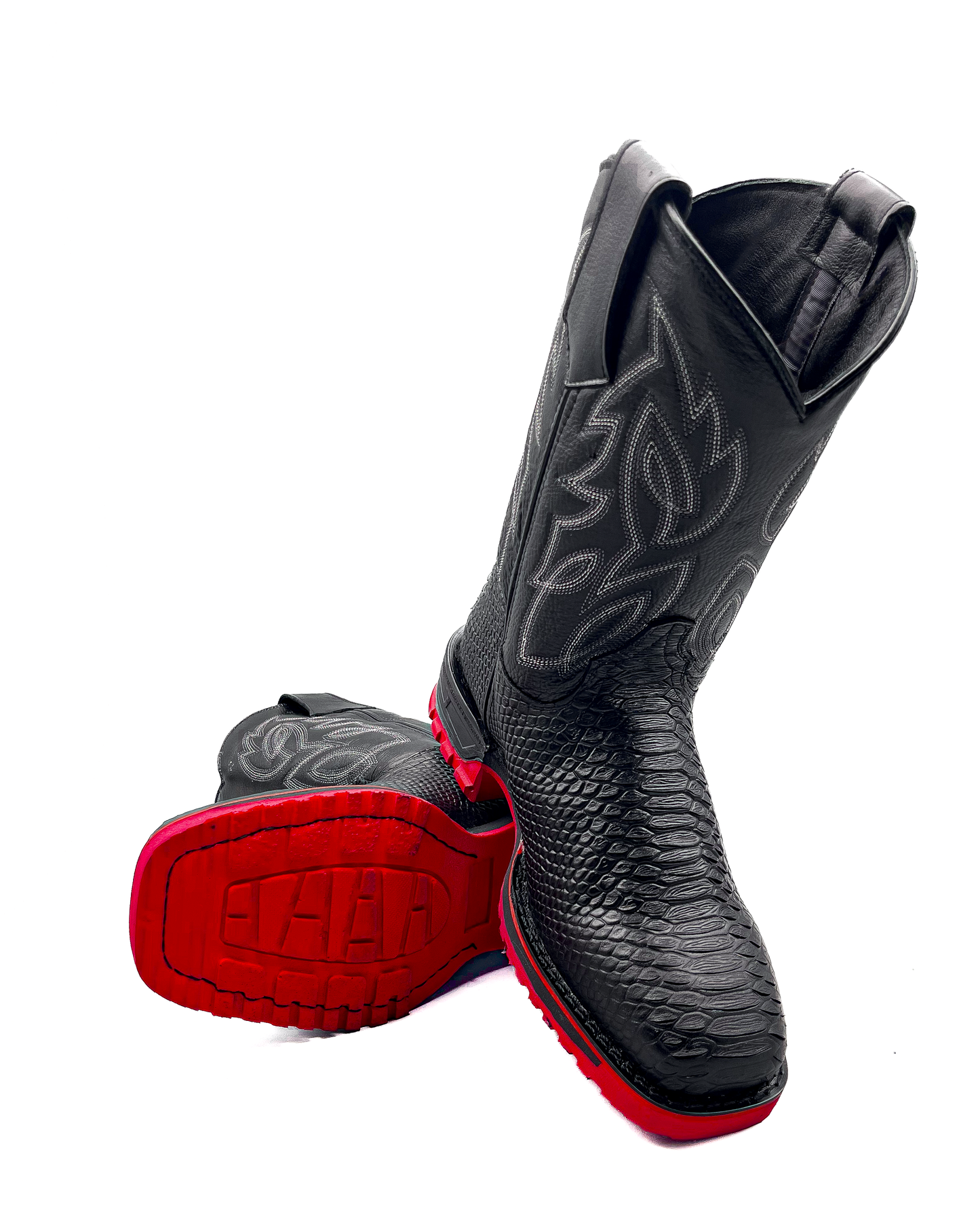 Cowboy Work Boot Matte Black Python Composite Toe