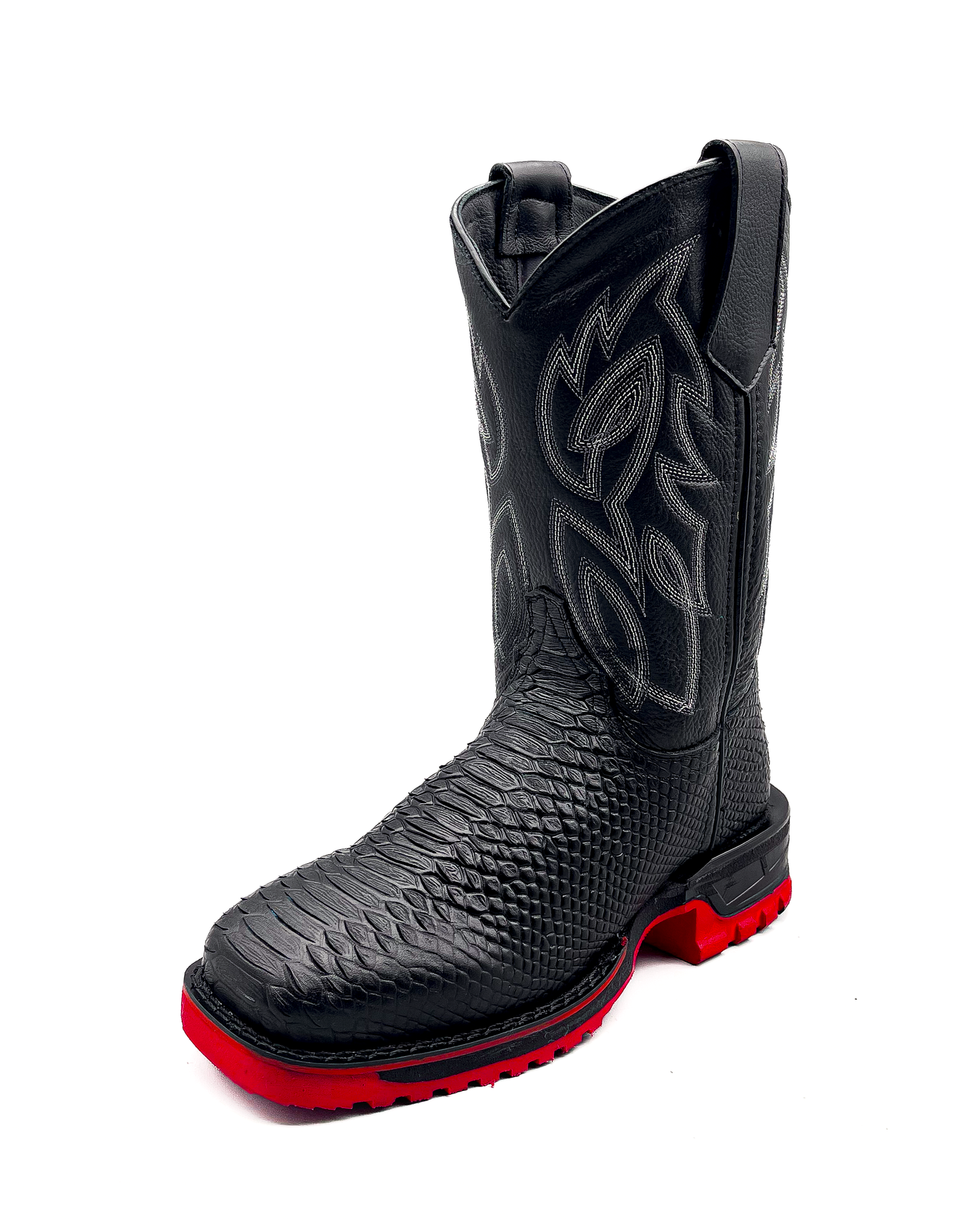 Cowboy Work Boot Matte Black Python Composite Toe