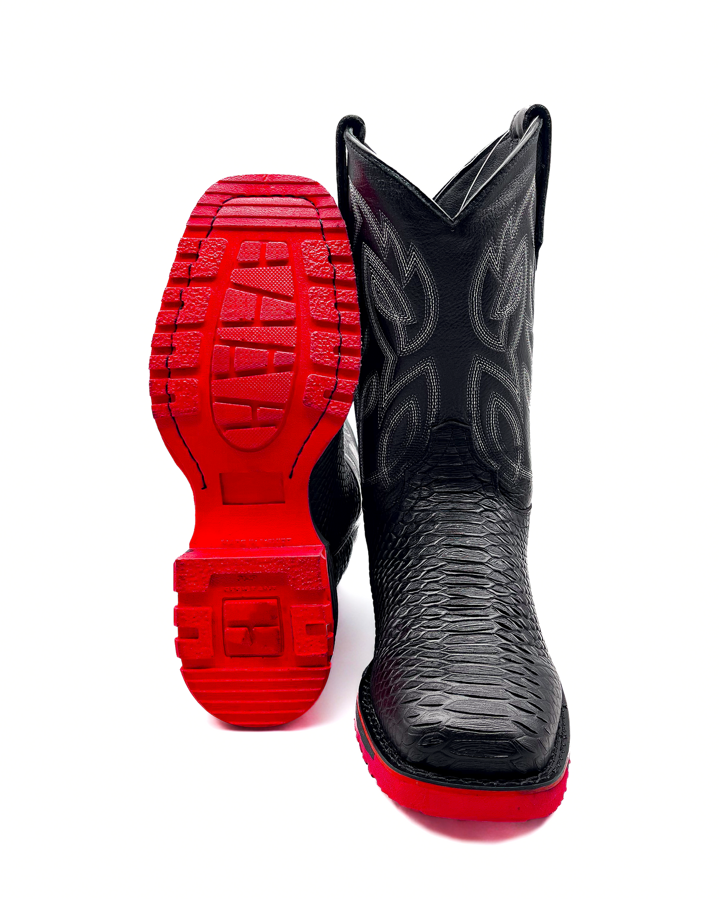Cowboy Work Boot Matte Black Python Composite Toe