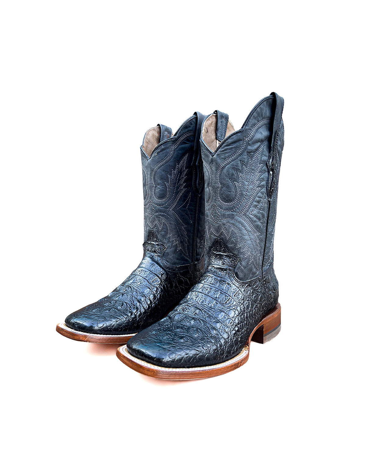 Cowboy Boot Caiman Horn Back Neck Black