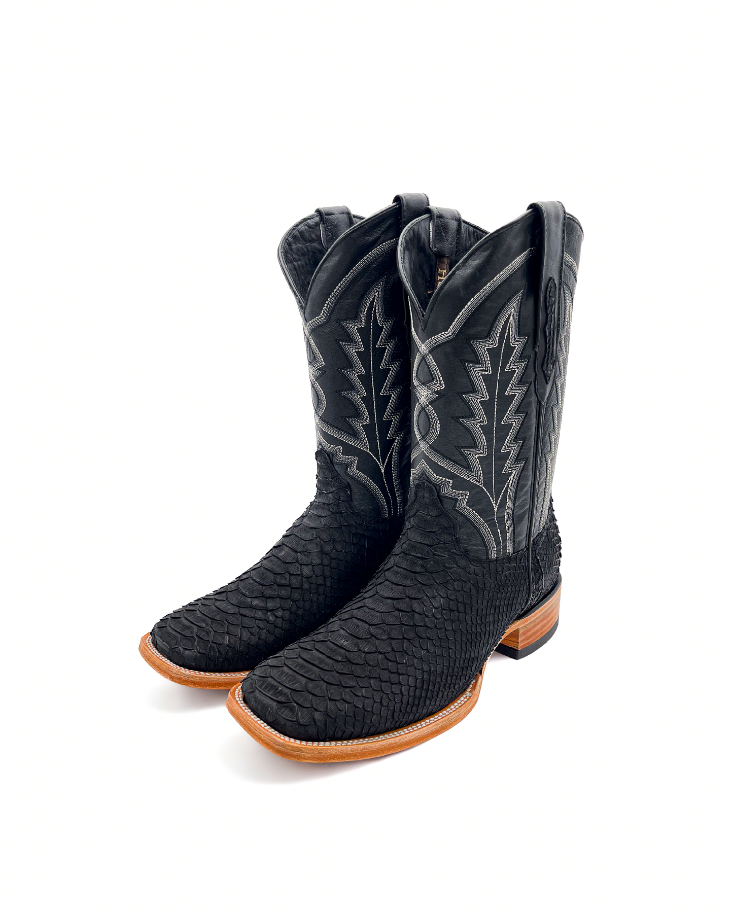 Cowboy Boot Genuine Black Matte Python