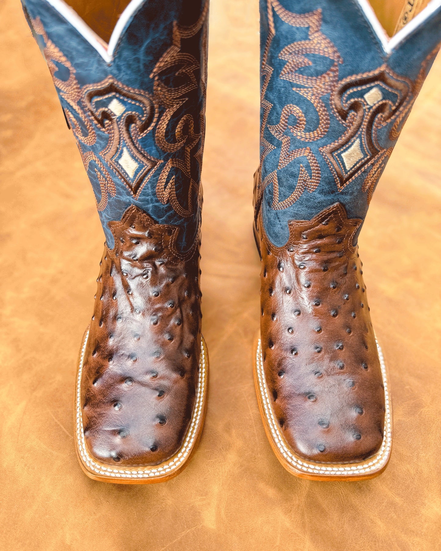 Cowboy Boot Ostrich Brown