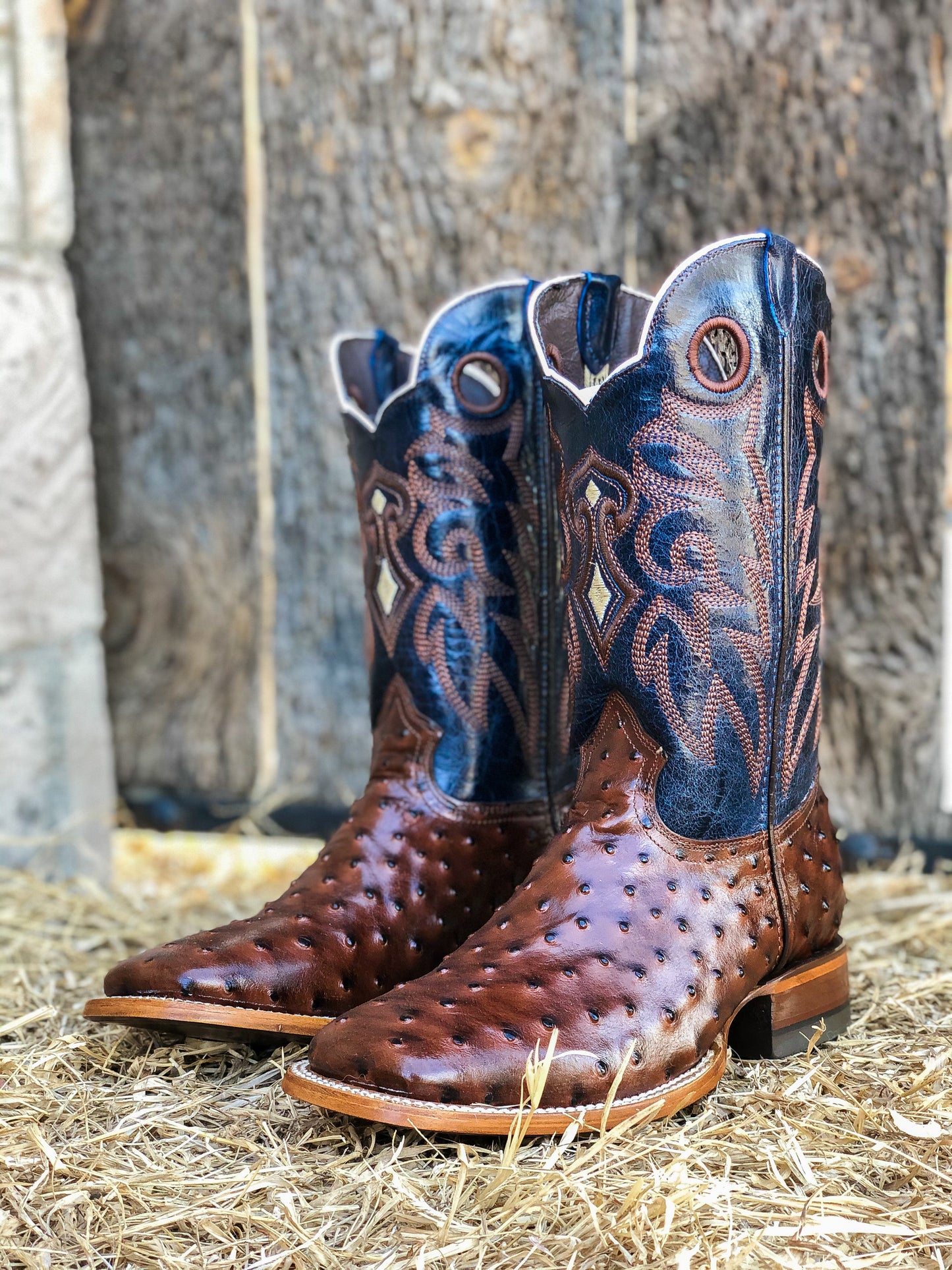 Cowboy Boot Ostrich Brown