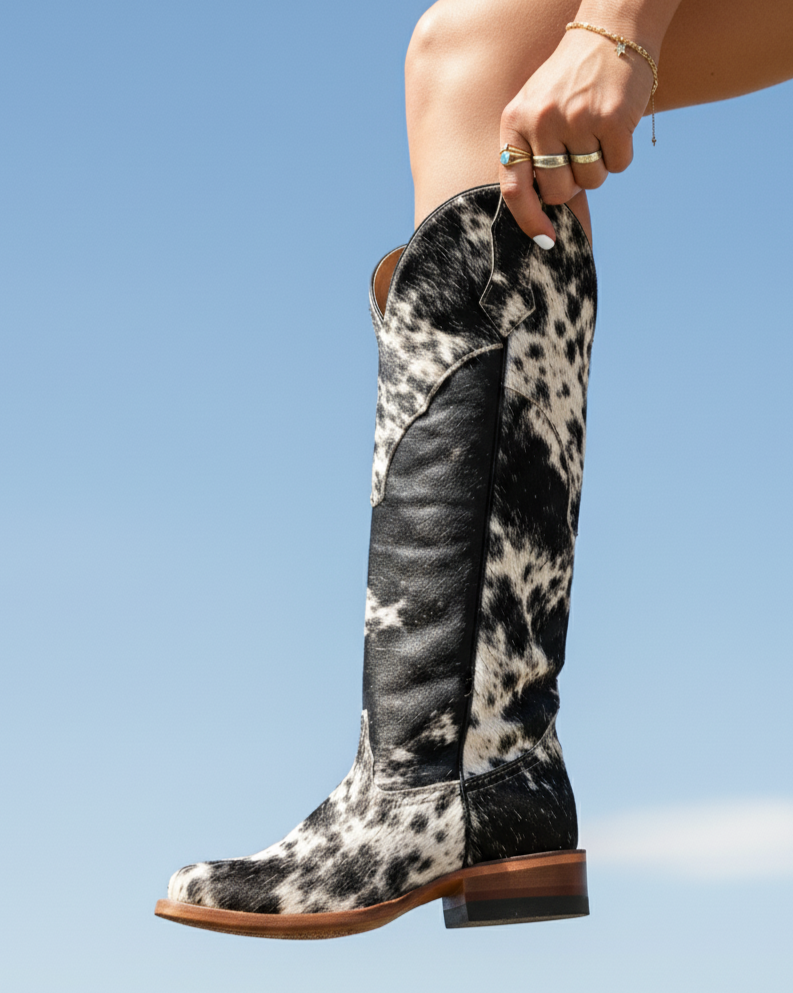Cowboy Boot Cowhide Tall Square Toe