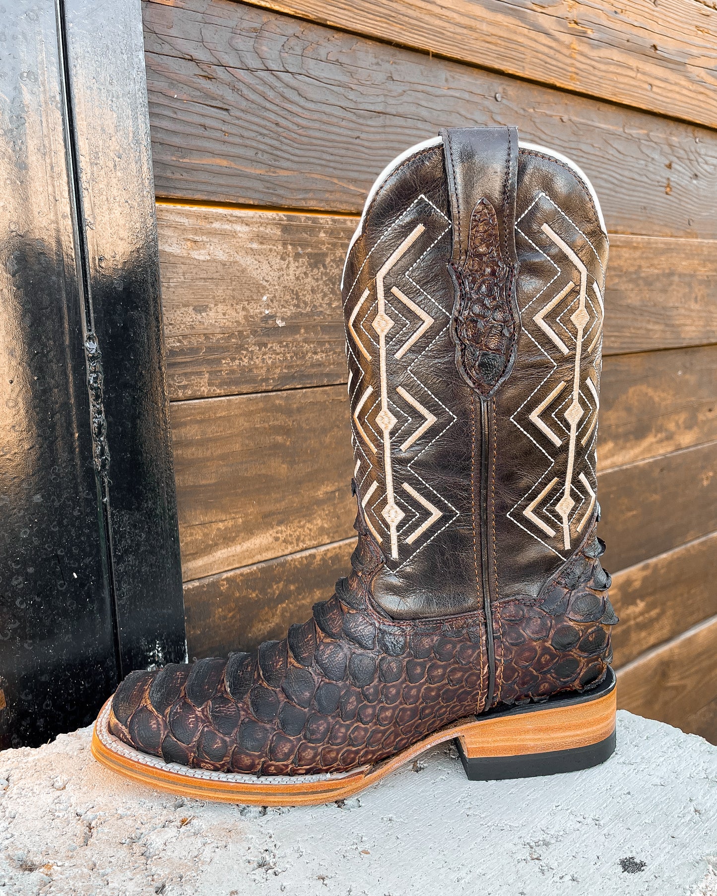 BROWN PYTHON  | MEN SQUARE TOE WESTERN COWBOY BOOTS