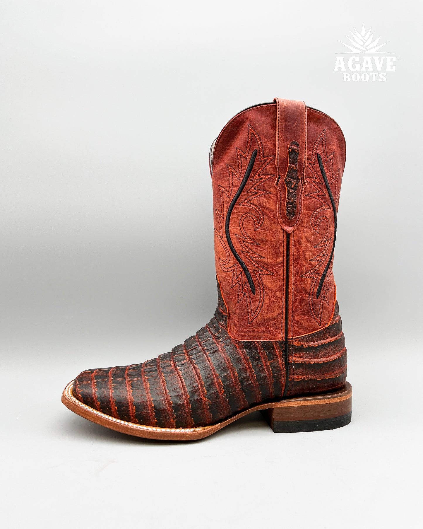 Cowboy Boot Cognac Caiman Tail