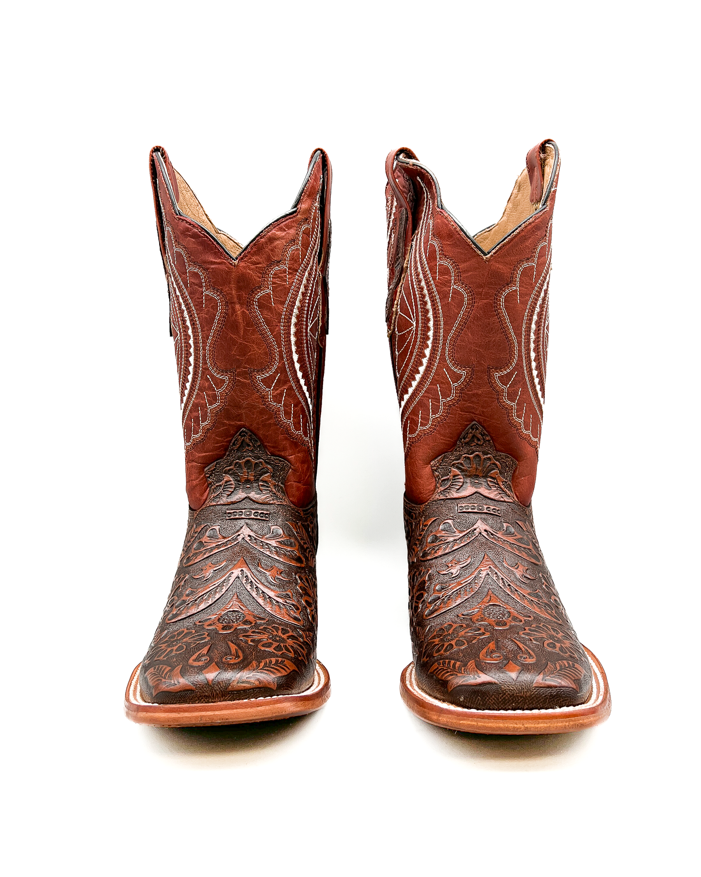 Cowboy Boot Cognac Tooled Leather