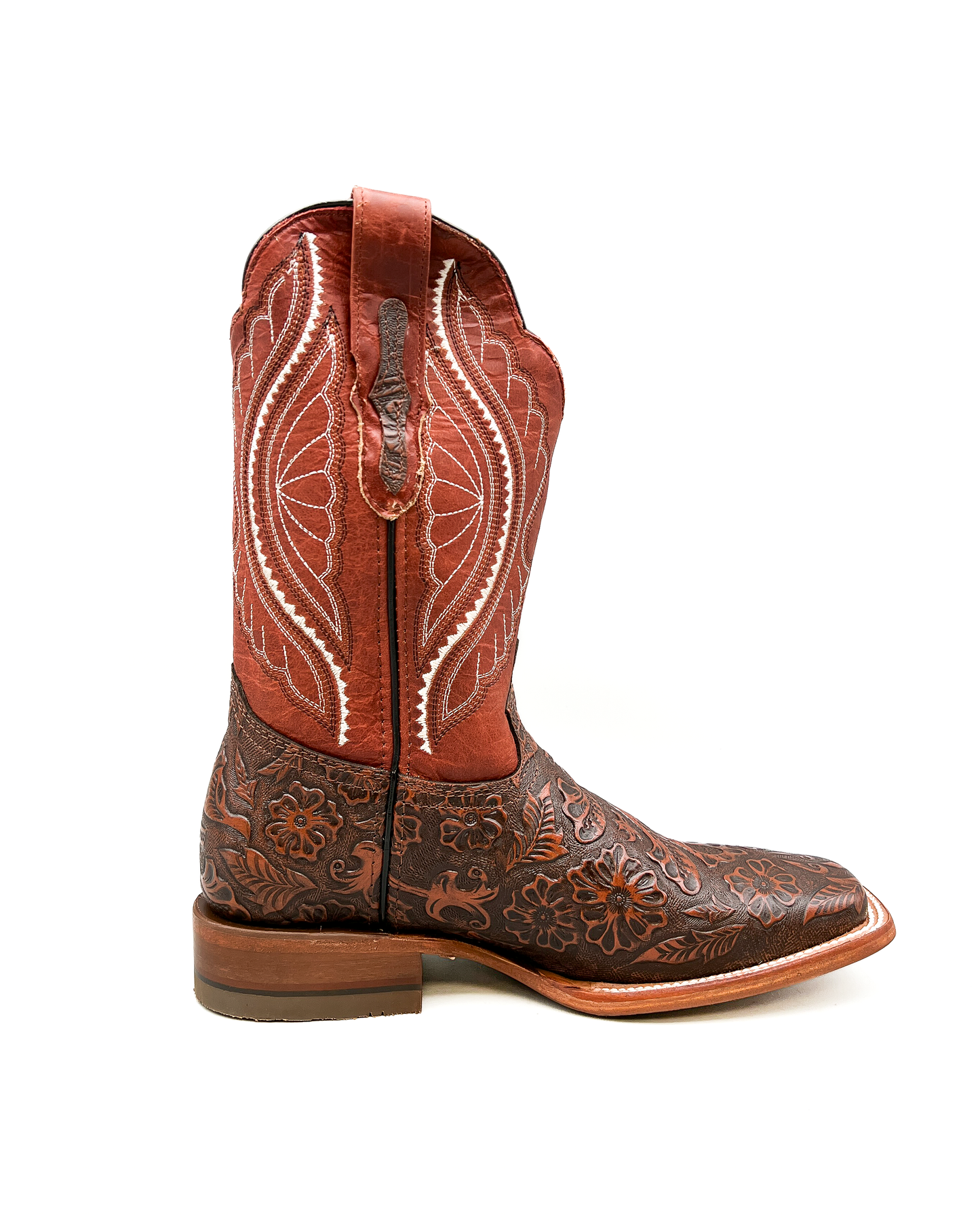 Cowboy Boot Cognac Tooled Leather