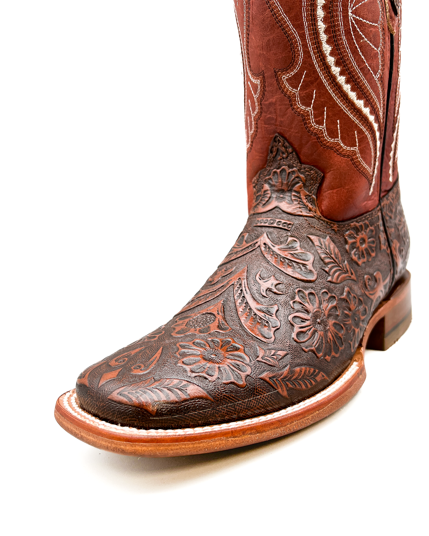 Cowboy Boot Cognac Tooled Leather