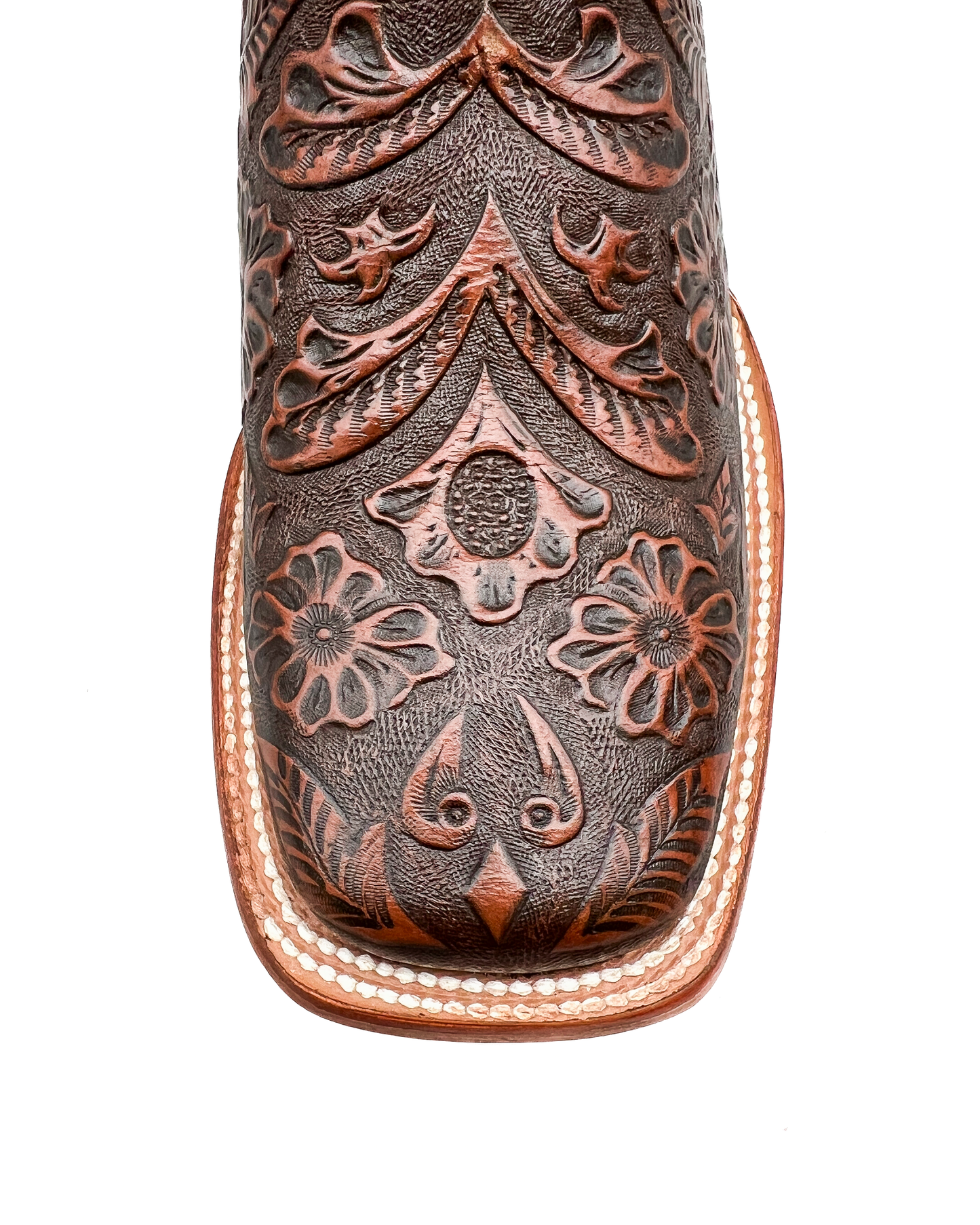Cowboy Boot Cognac Tooled Leather