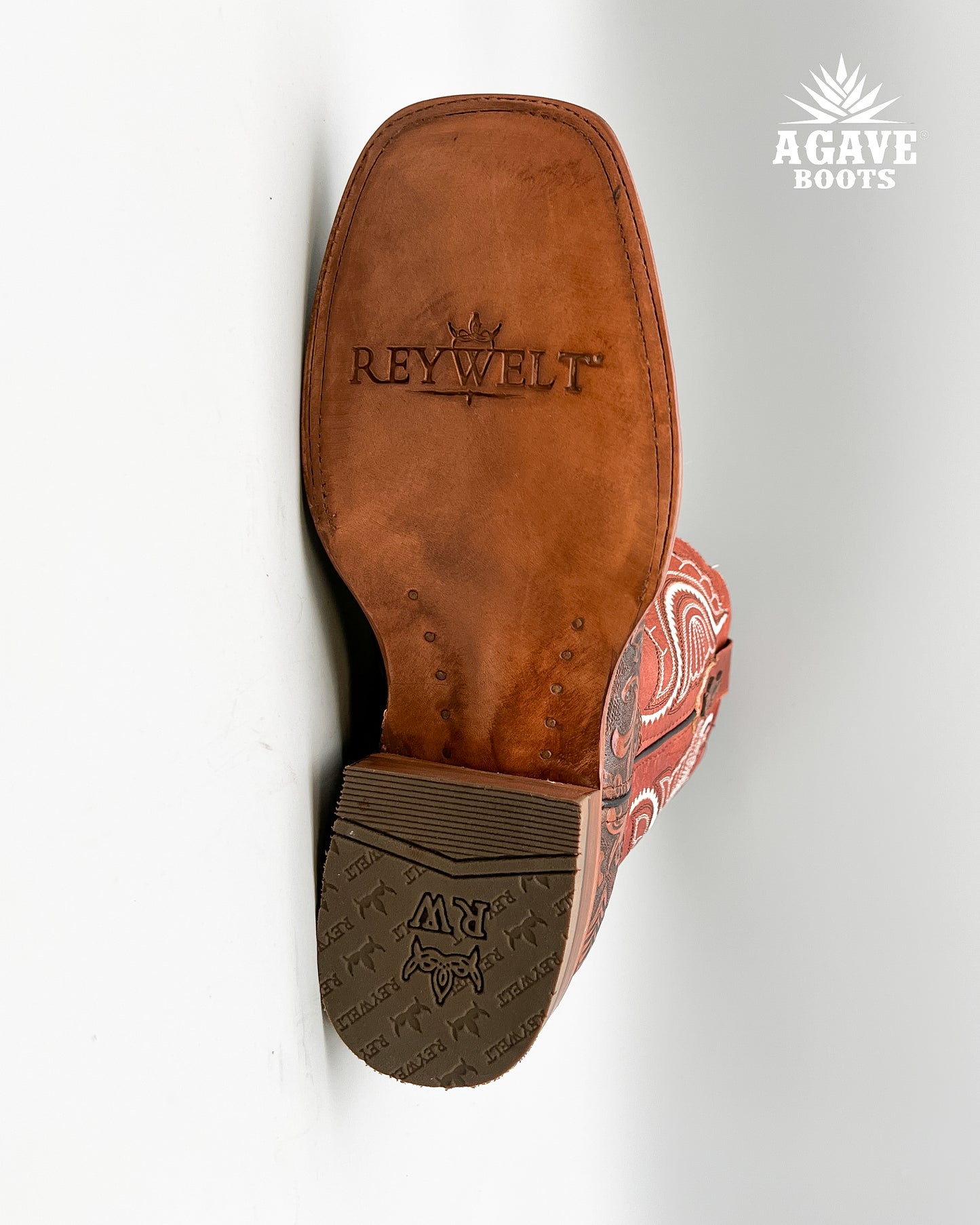 "COGNAC" TOOLED LEATHER | MEN SQUARE TOE WESTERN COWBOY BOOTS