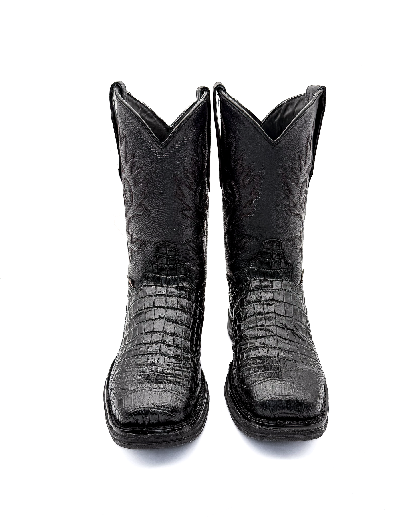 Cowboy Work Boot Black Alligator Caiman Belly