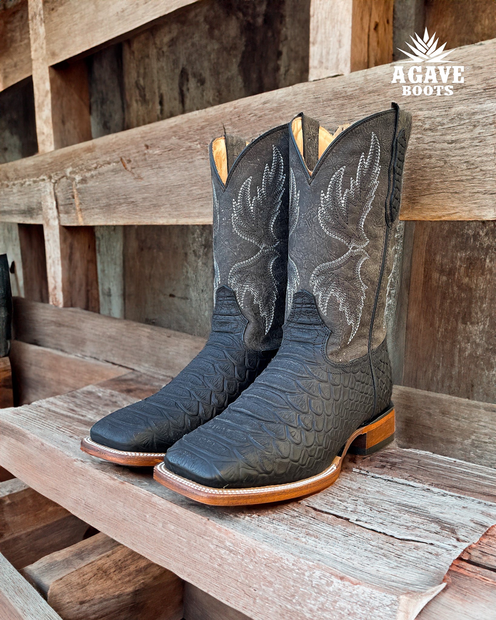 Black square toe cowboy boots on sale