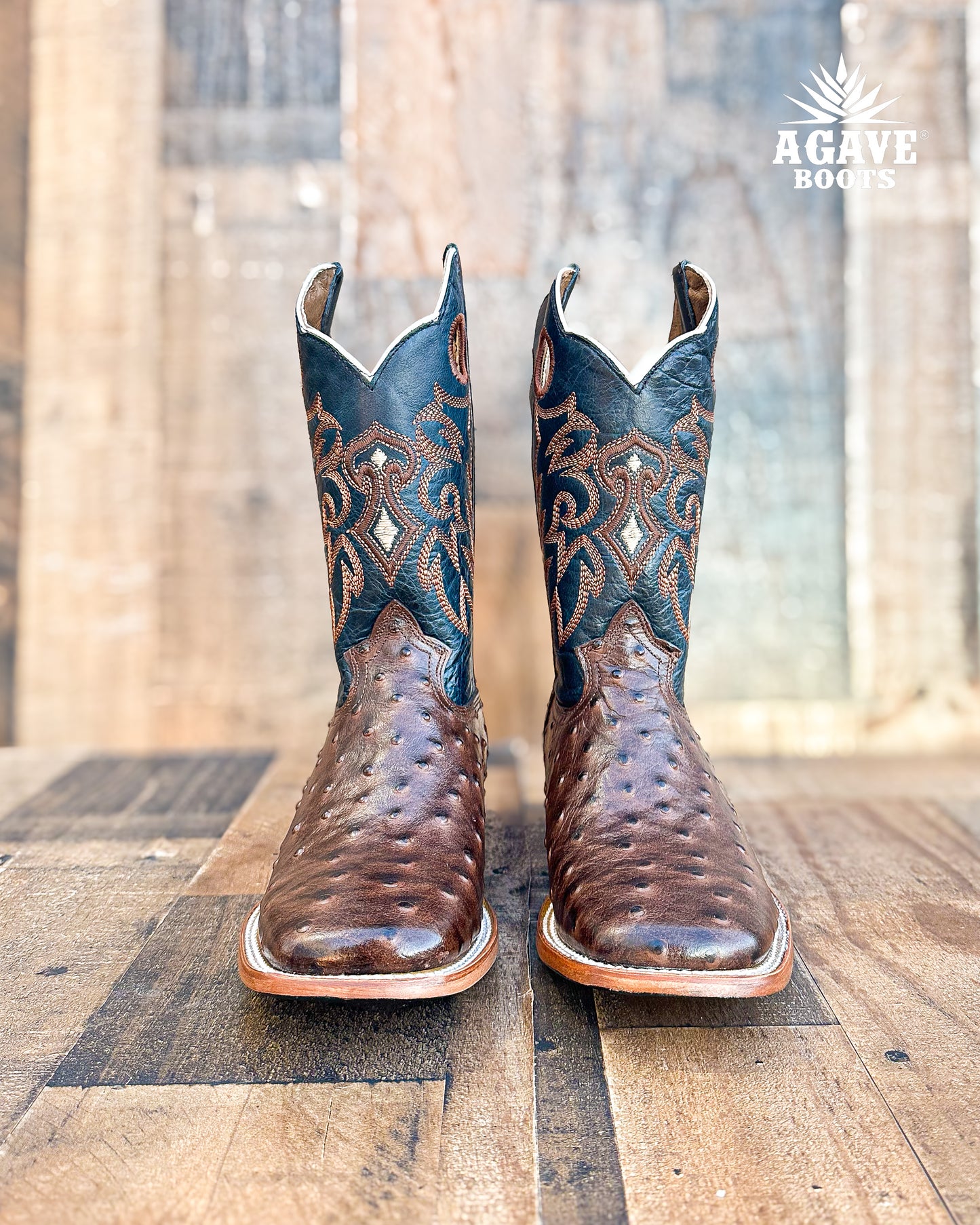 Cowboy Boot Ostrich Brown