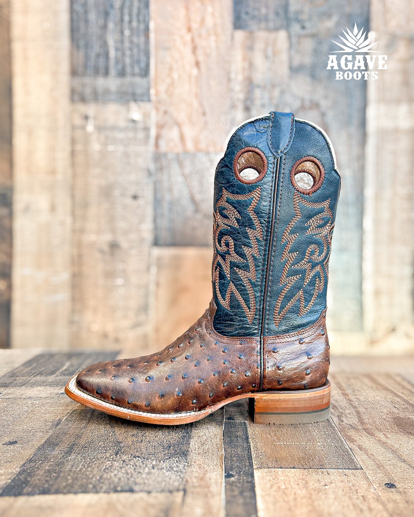 Cowboy Boot Ostrich Brown