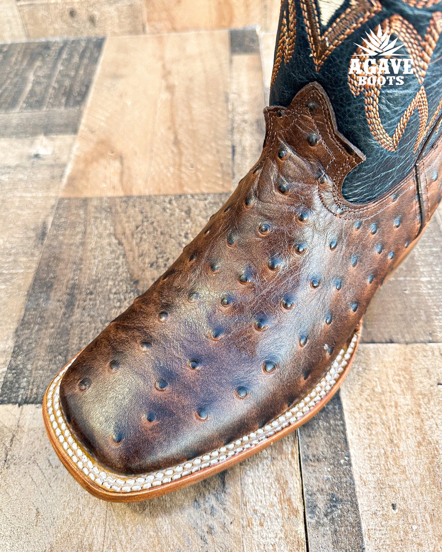 Cowboy Boot Ostrich Brown