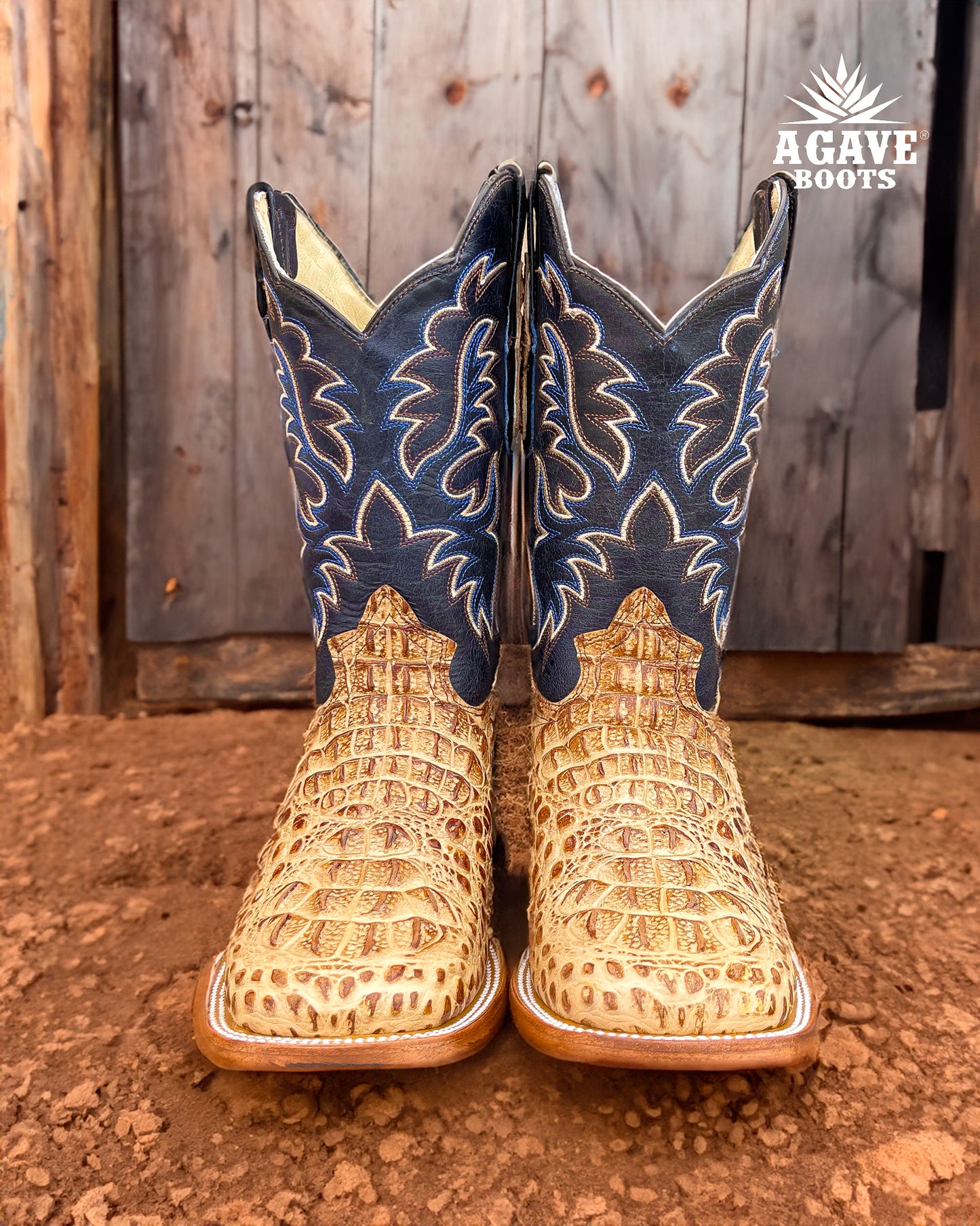 Cowboy Boot Tan Caiman Hornback