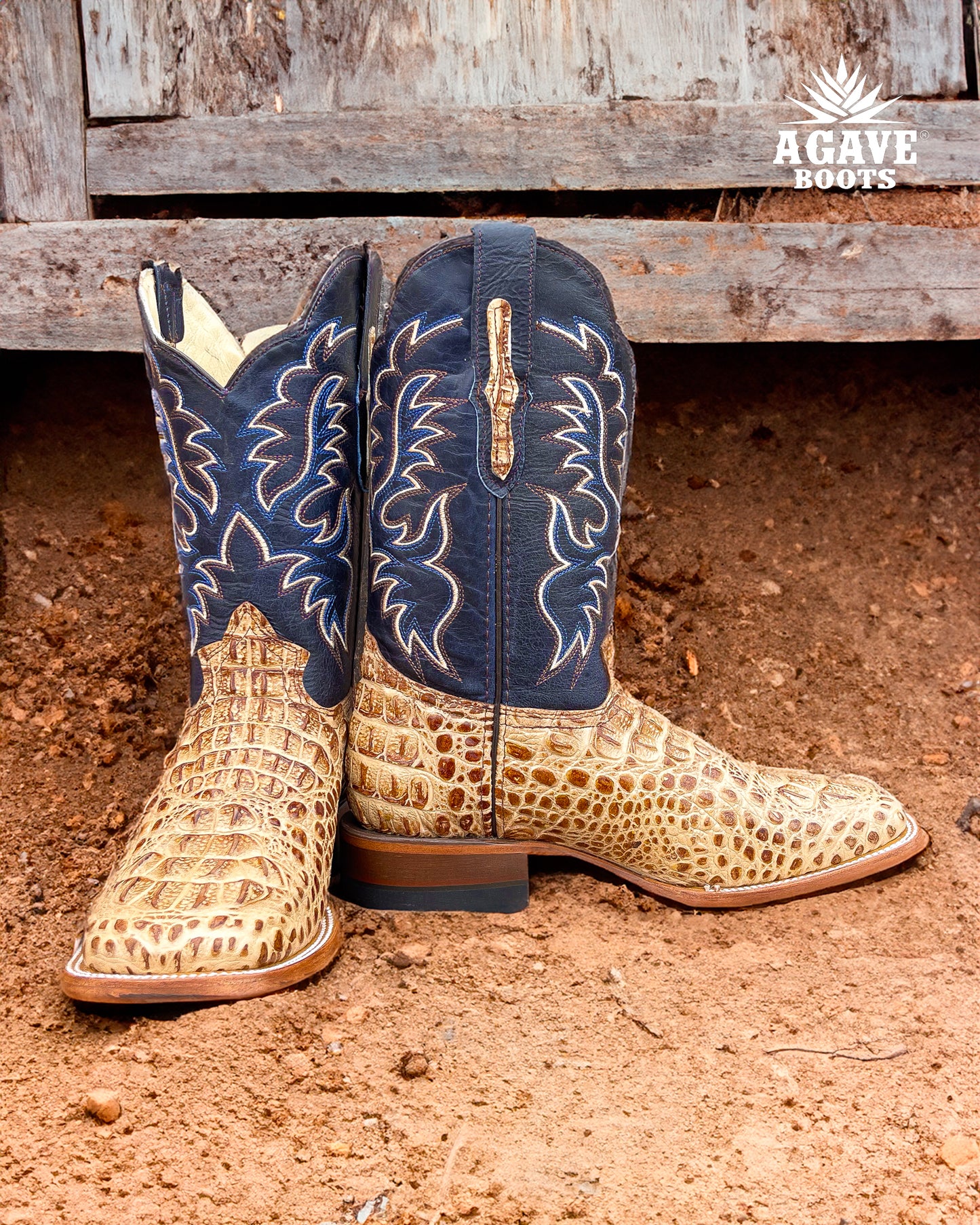 Cowboy Boot Tan Caiman Hornback