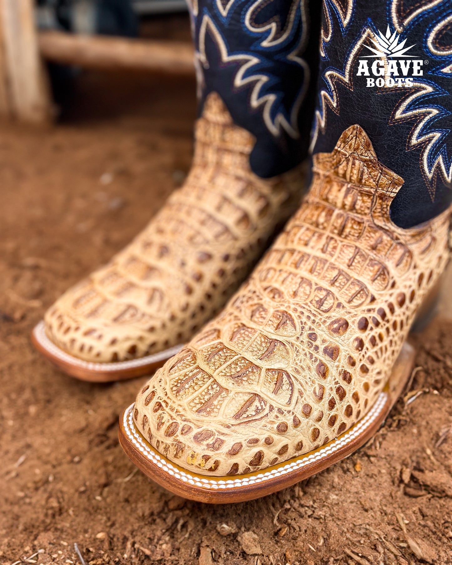 Cowboy Boot Tan Caiman Hornback