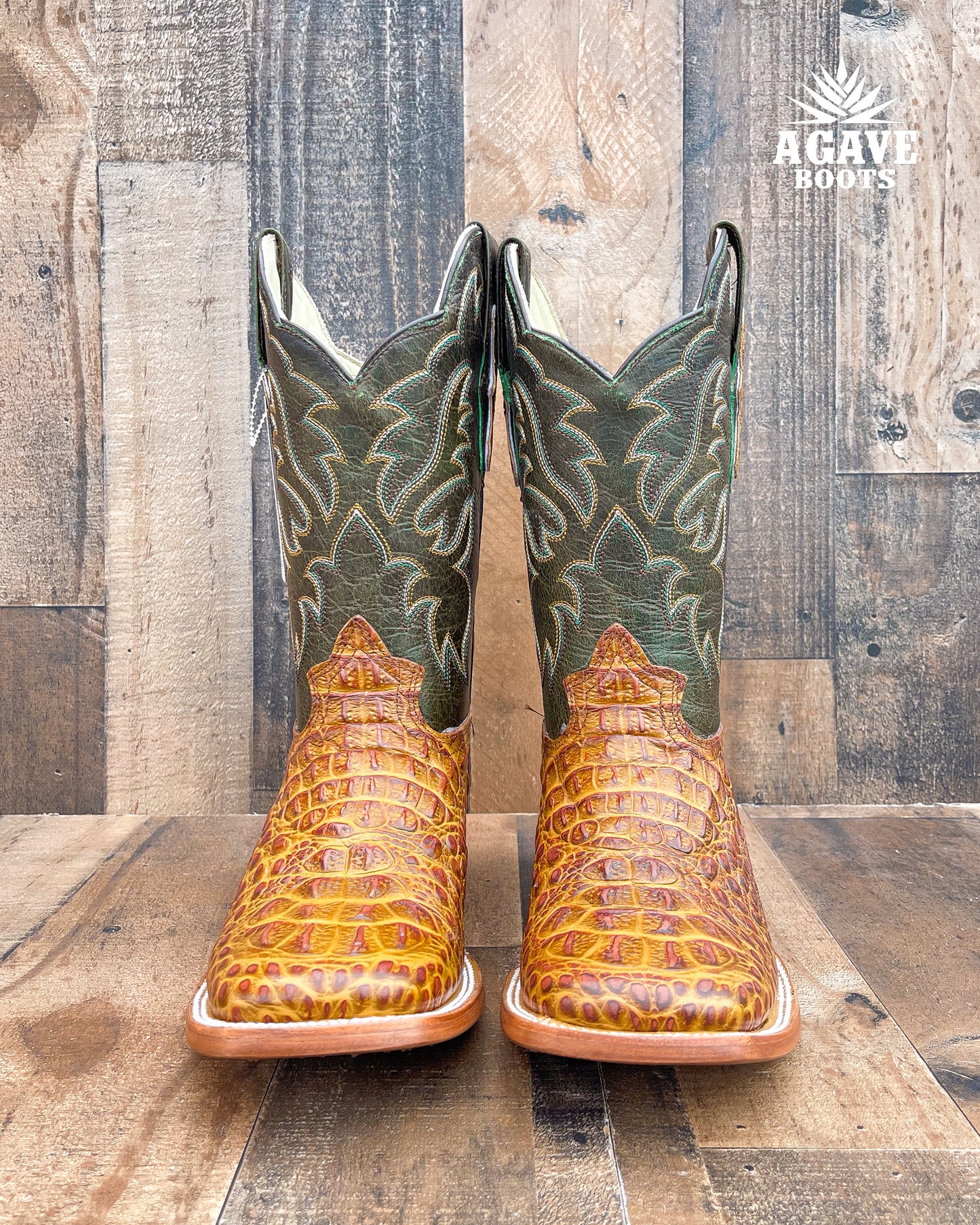 Cowboy Boot Light Brown Caiman Hornback