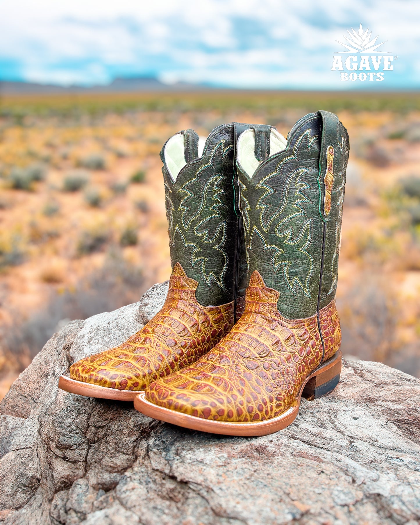 Cowboy Boot Light Brown Caiman Hornback