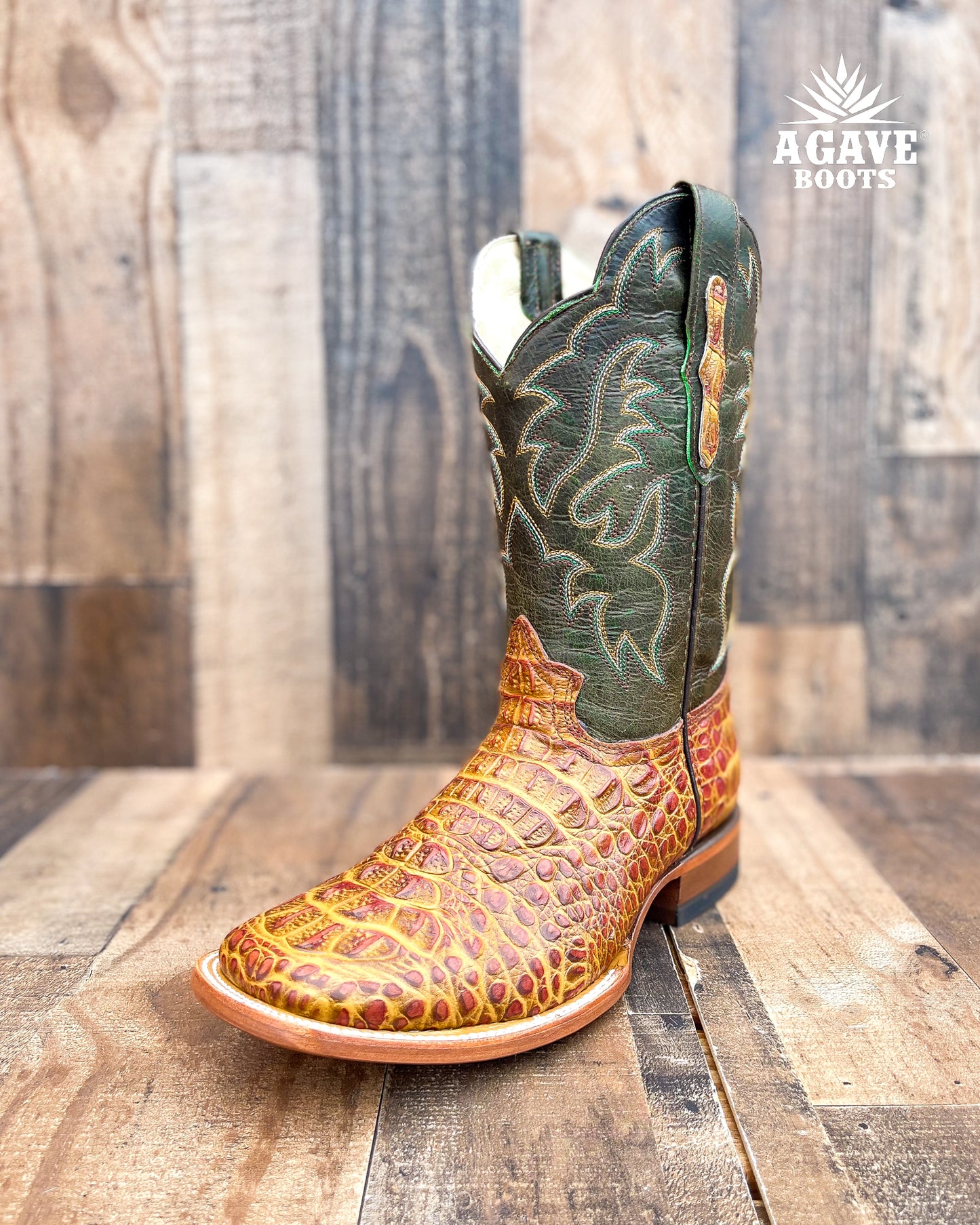 Cowboy Boot Light Brown Caiman Hornback