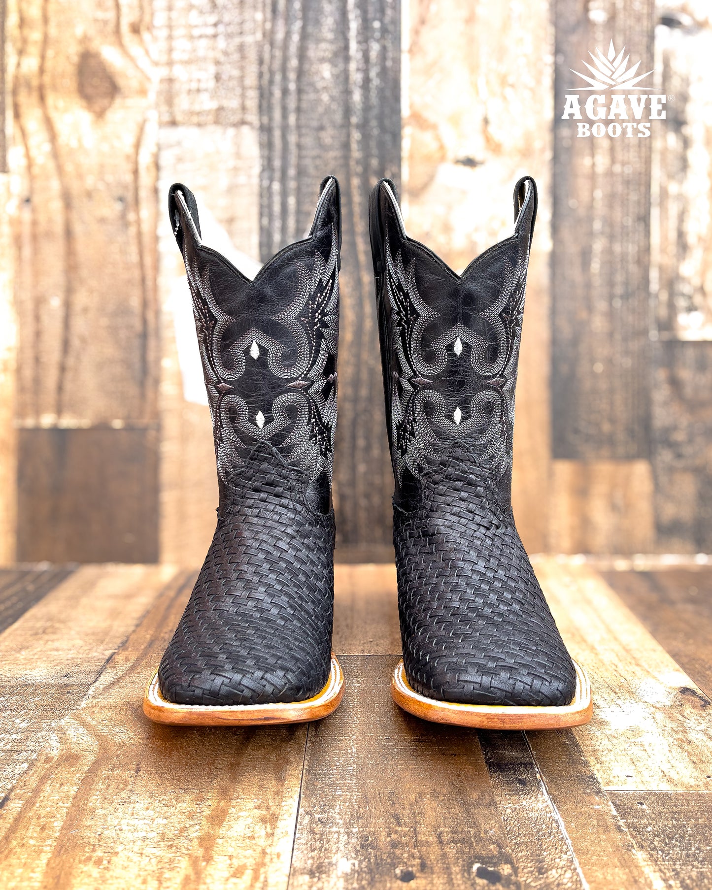 Cowboy Boot Black Basket Weave Petatillo