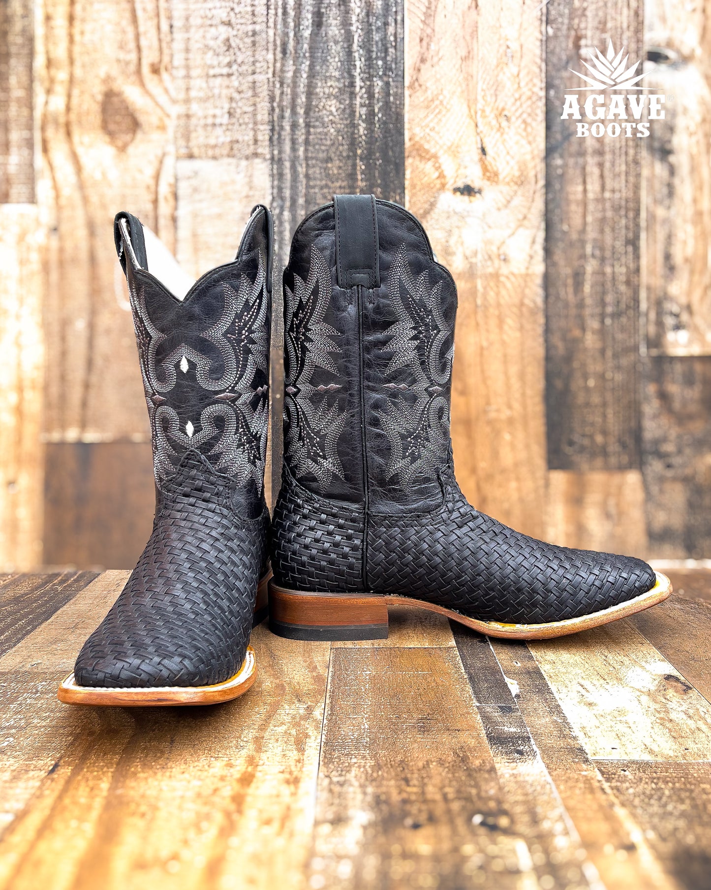 Cowboy Boot Black Basket Weave Petatillo
