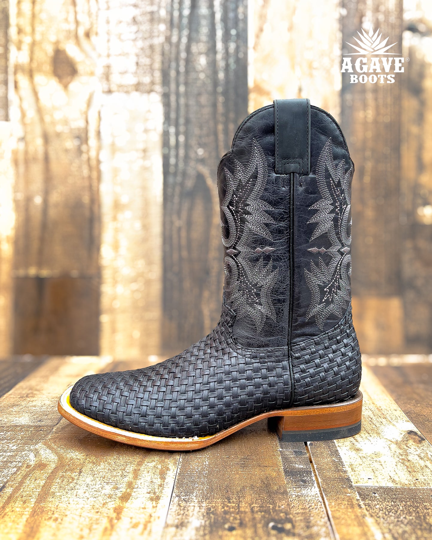 Cowboy Boot Black Basket Weave Petatillo