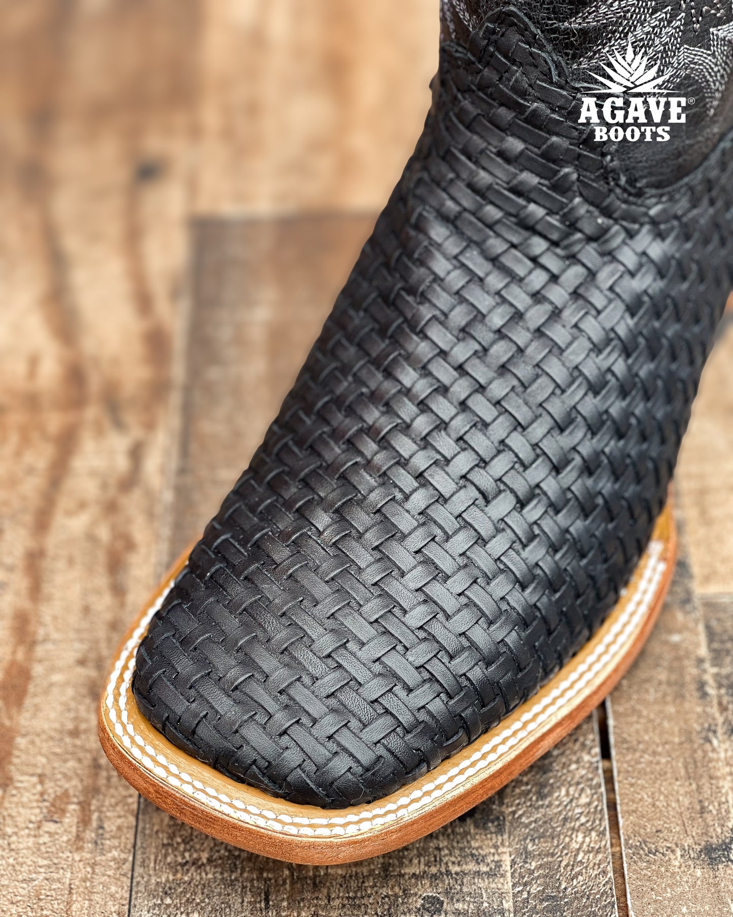 Cowboy Boot Black Basket Weave Petatillo