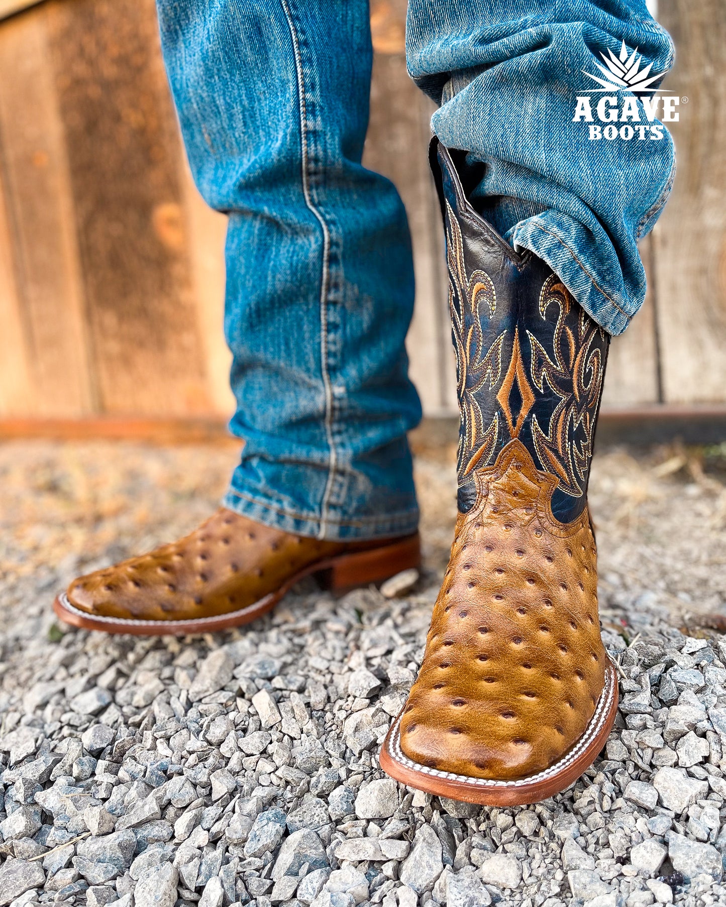 Cowboy Boot Ostrich Light Brown