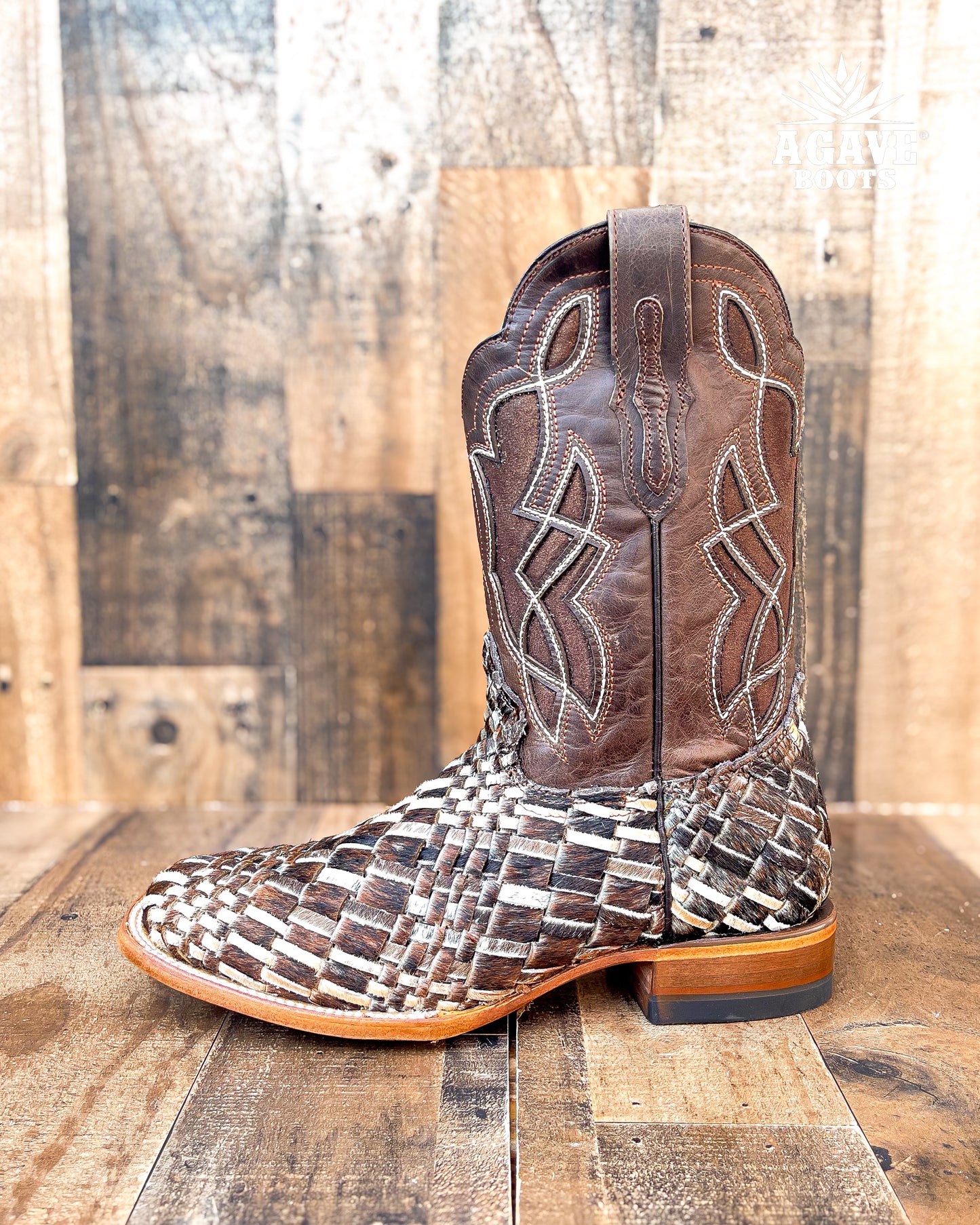 Cowboy Boot Handwoven Cowhide