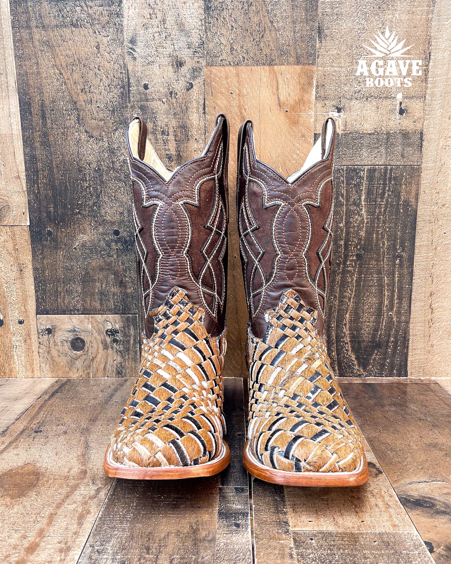 Cowboy Boot Handwoven Cowhide