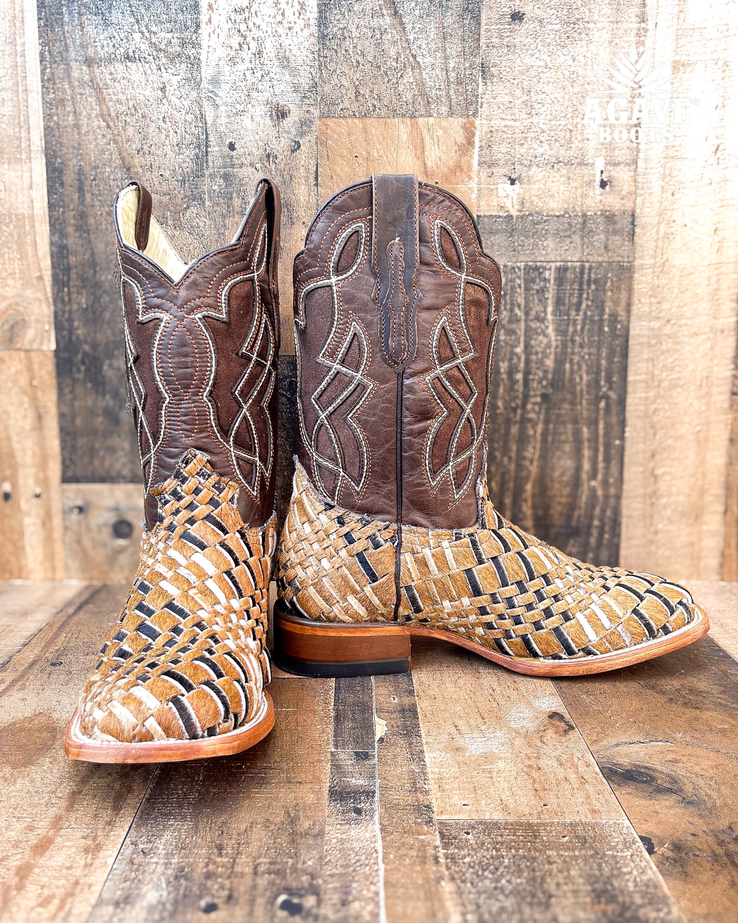 Cowboy Boot Handwoven Cowhide
