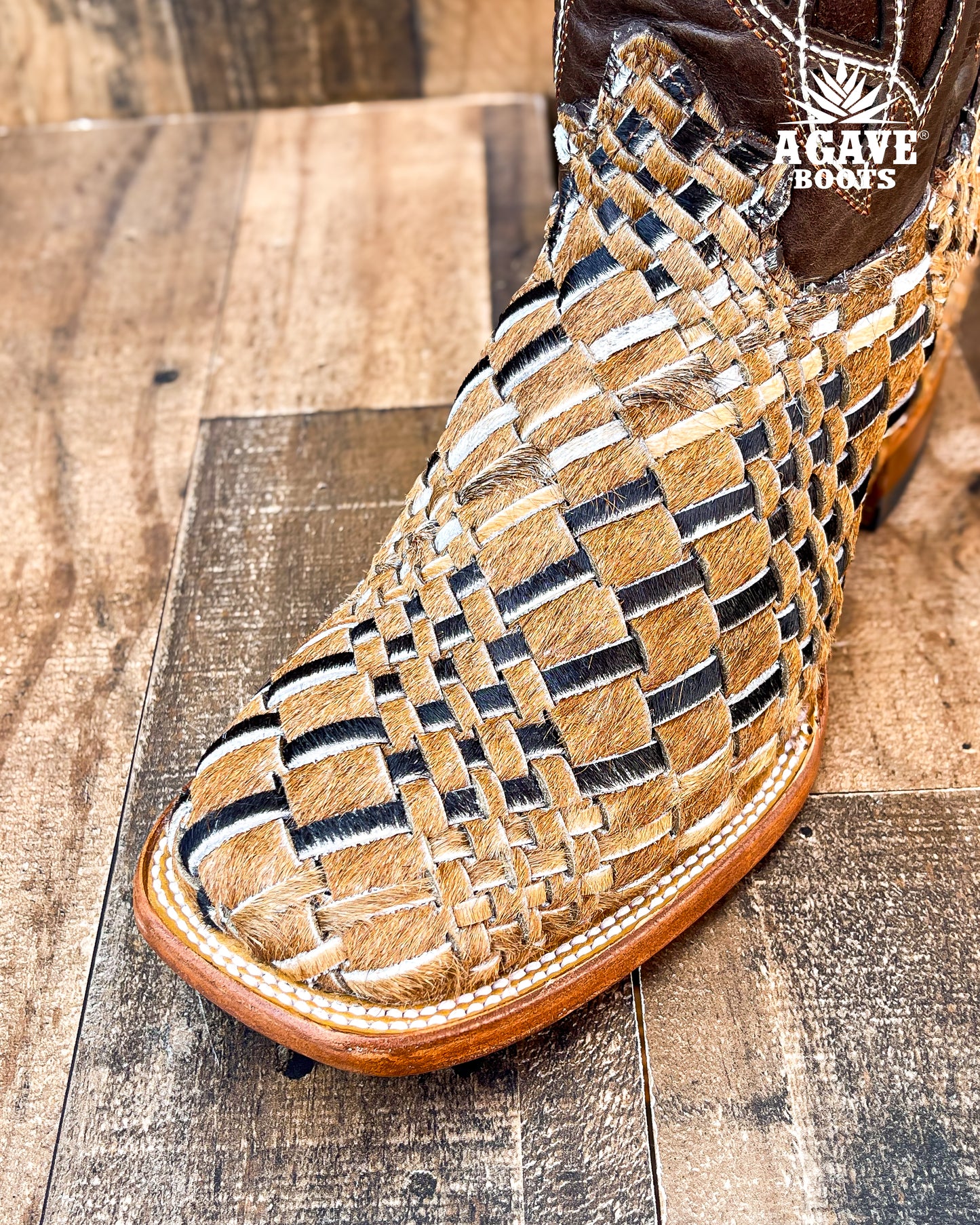 Cowboy Boot Handwoven Cowhide