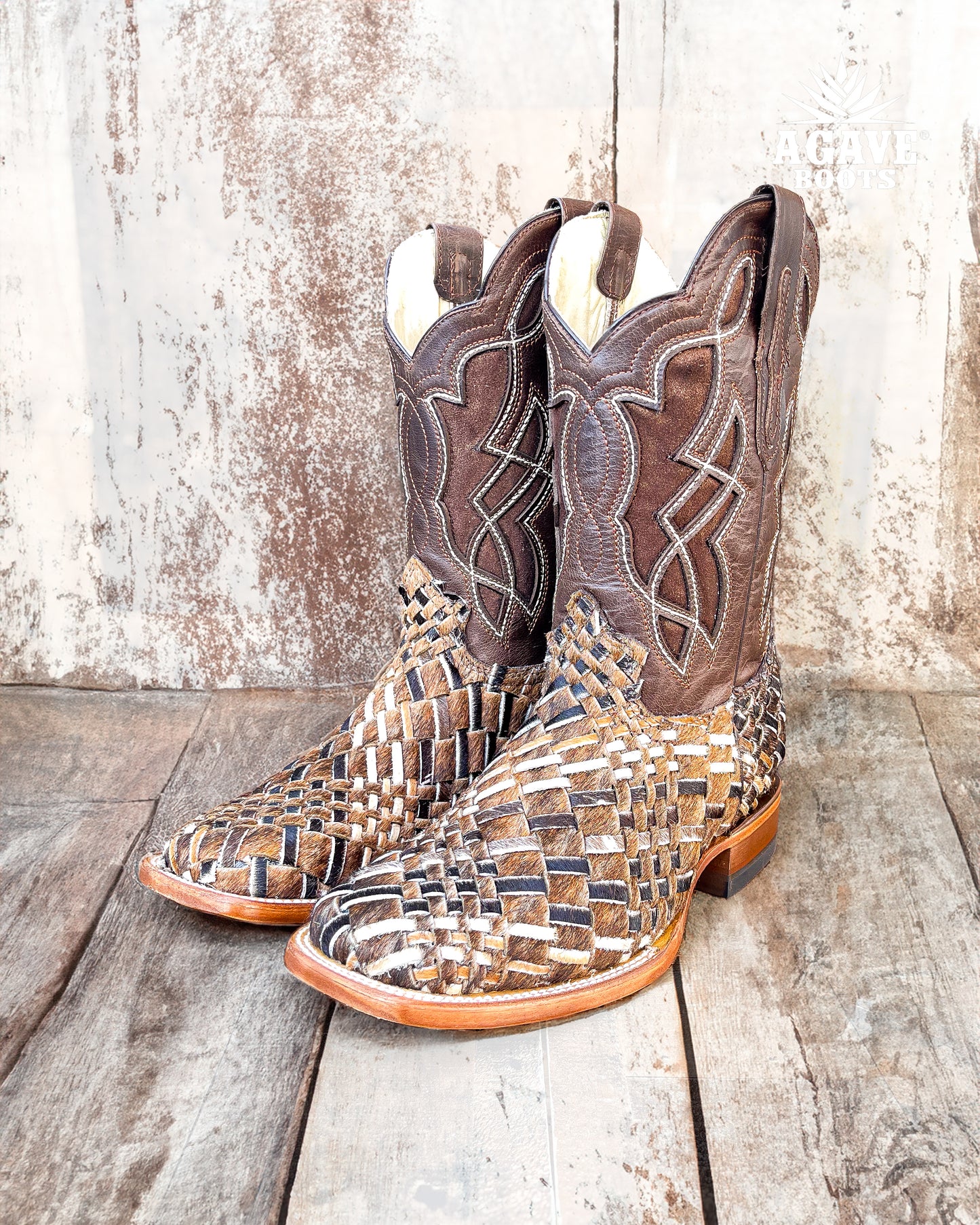 Cowboy Boot Handwoven Cowhide