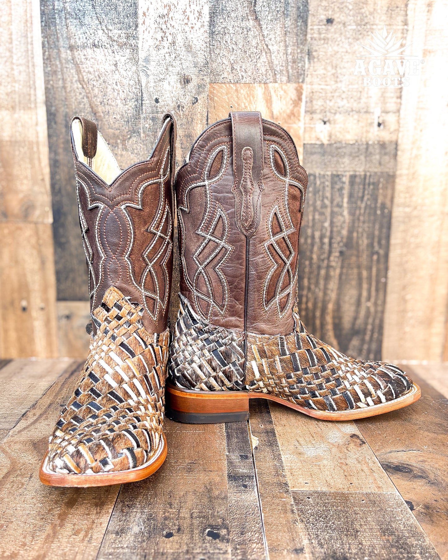 Cowboy Boot Handwoven Cowhide