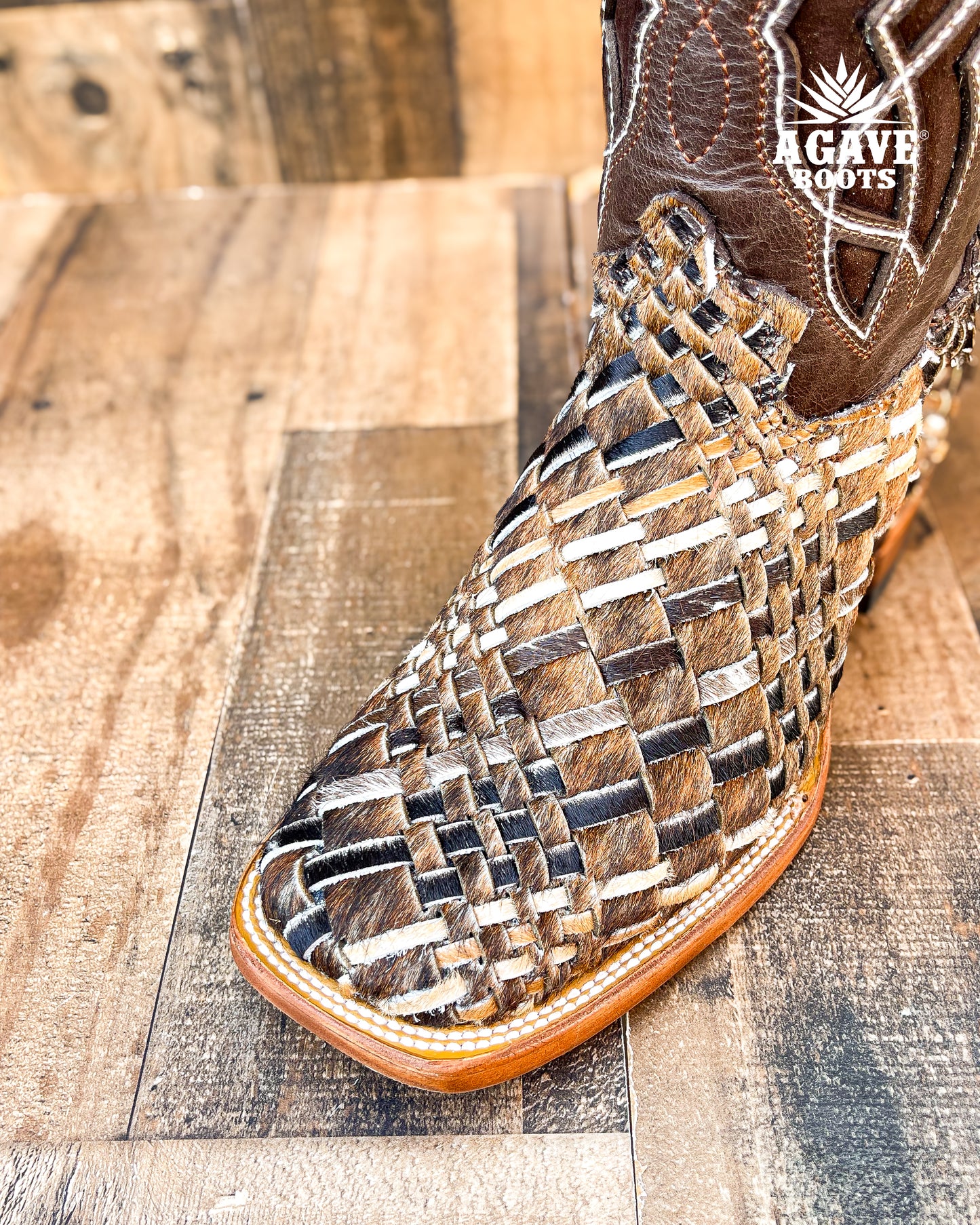 Cowboy Boot Handwoven Cowhide