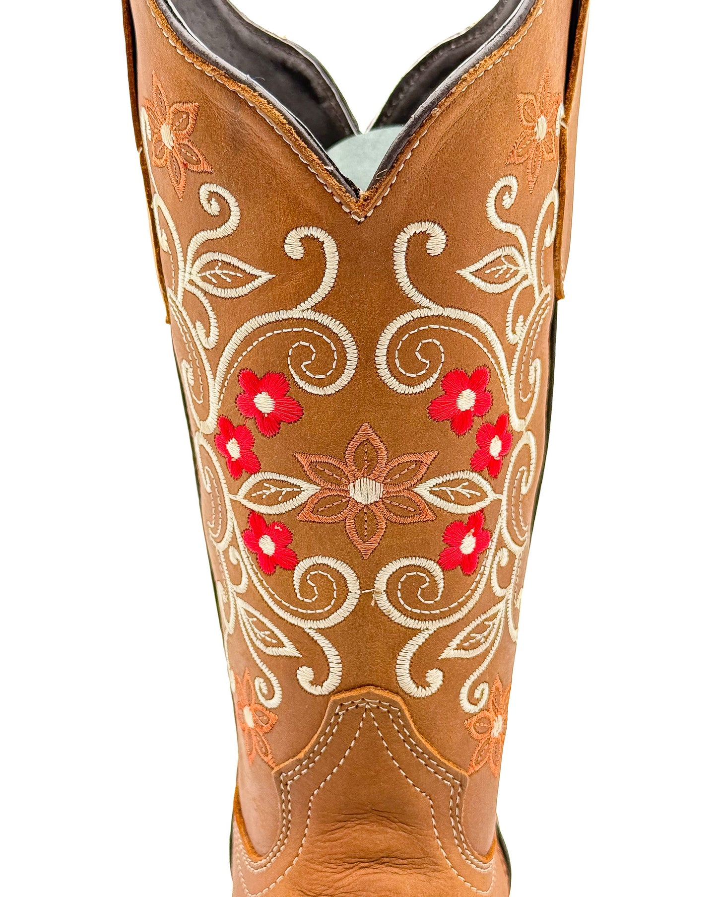 Cowboy Boot Roses Embroidered Brown