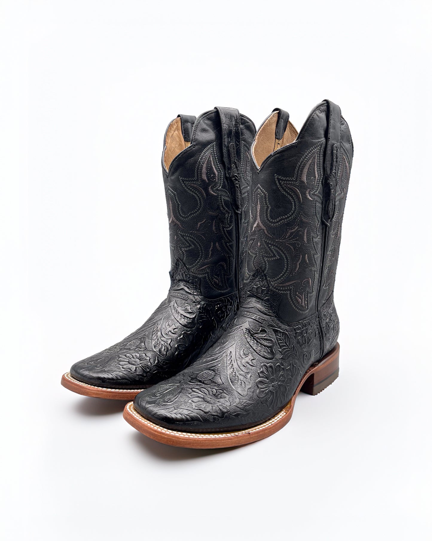 Cowboy Boot Black Tooled