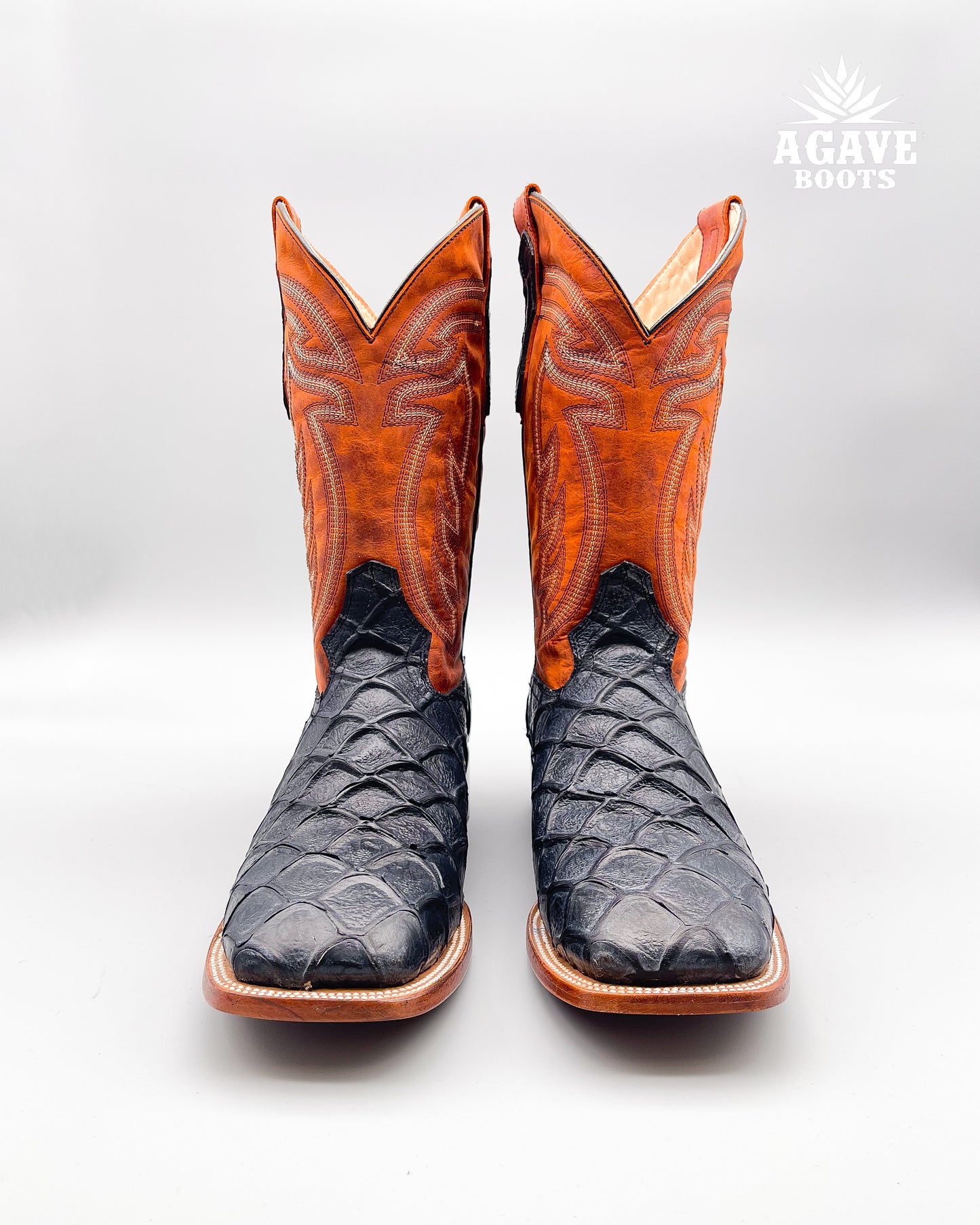 Cowboy Boot Rustic Black Prirarucu Fish