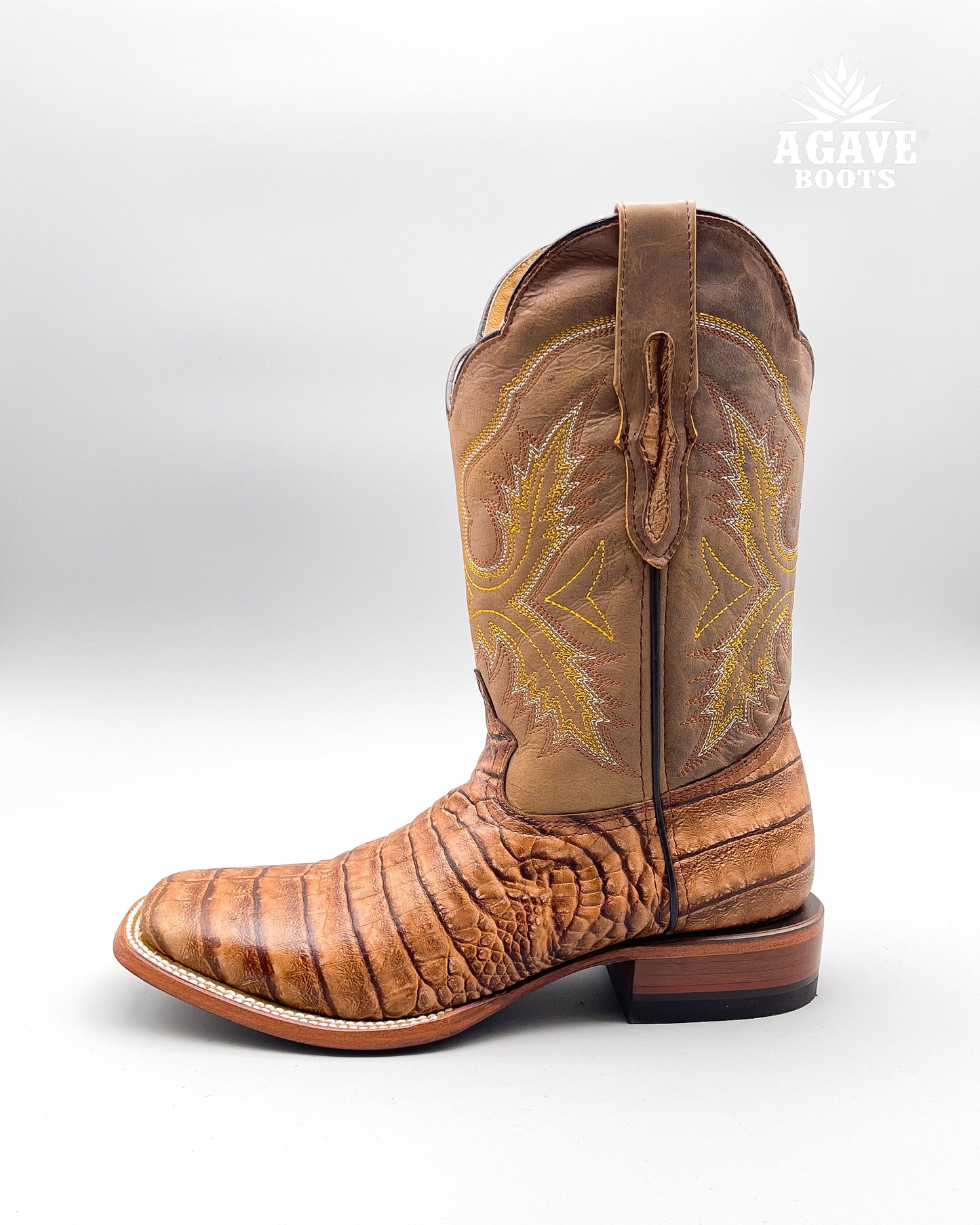 Cowboy Boot in Light Brown Caiman Leather
