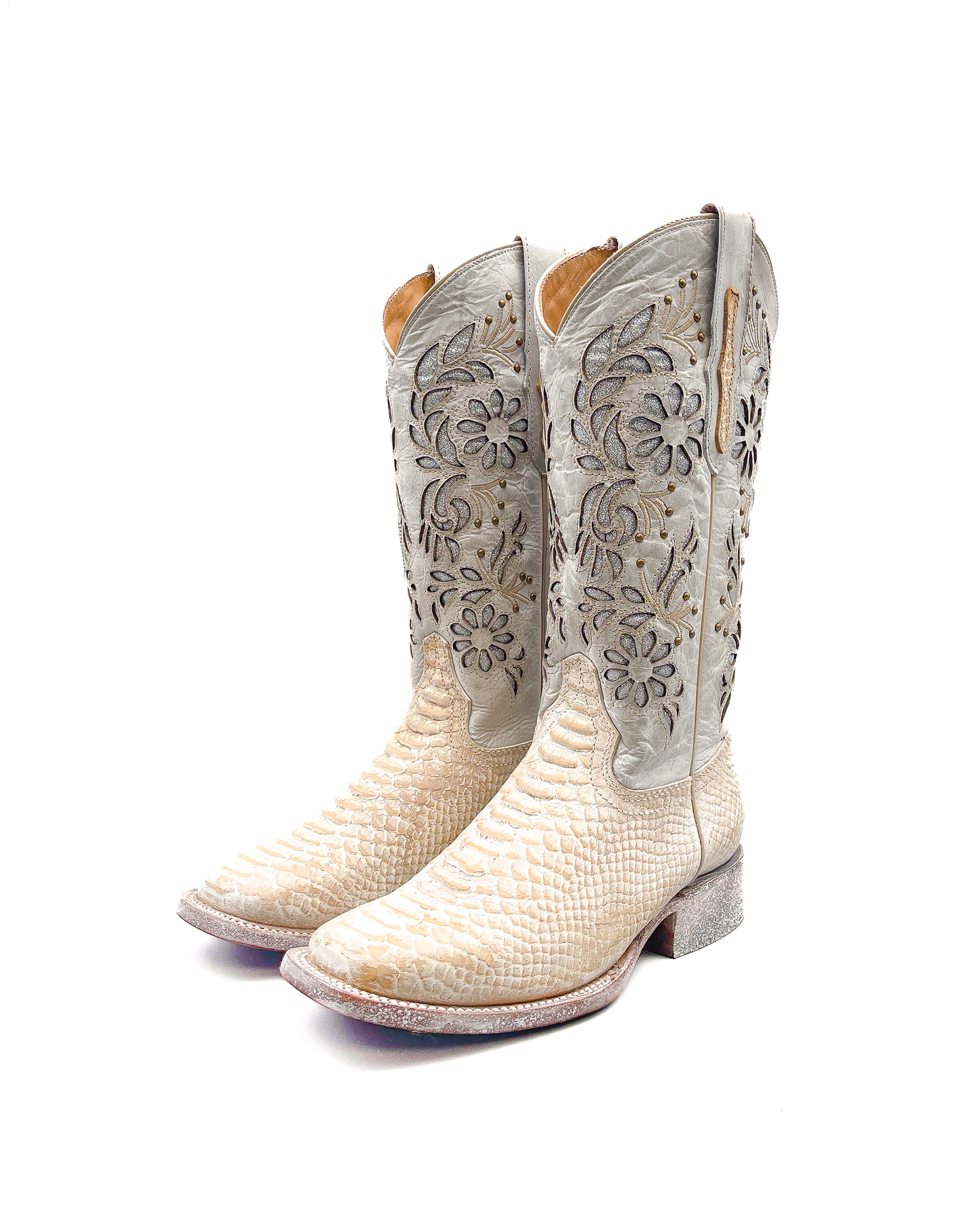 Cowboy Boot White Rustic Orix Python
