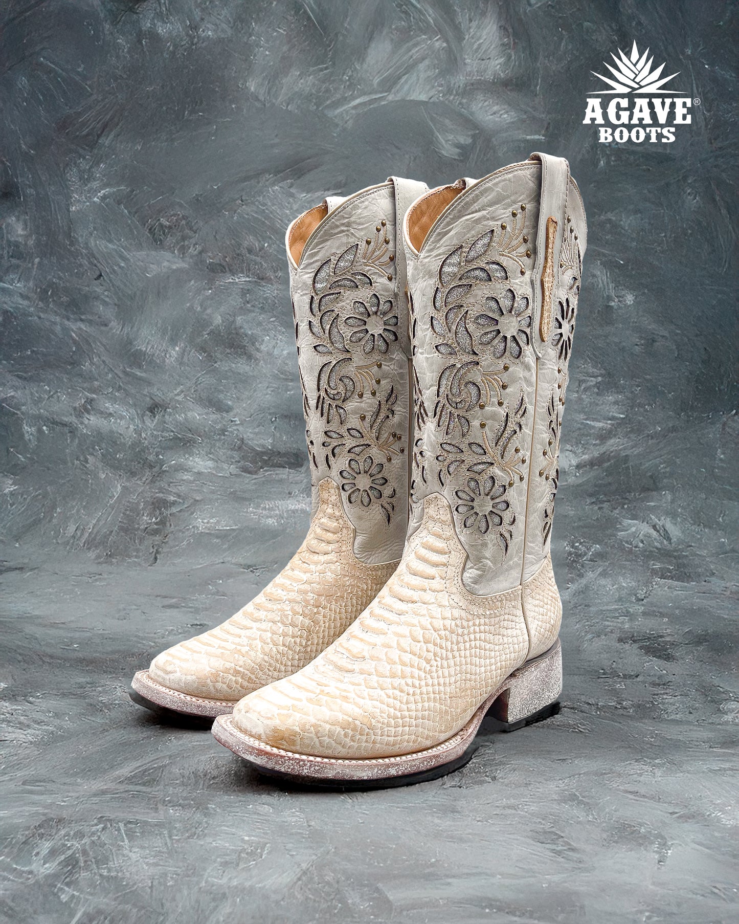 Cowboy Boot White Rustic Orix Python