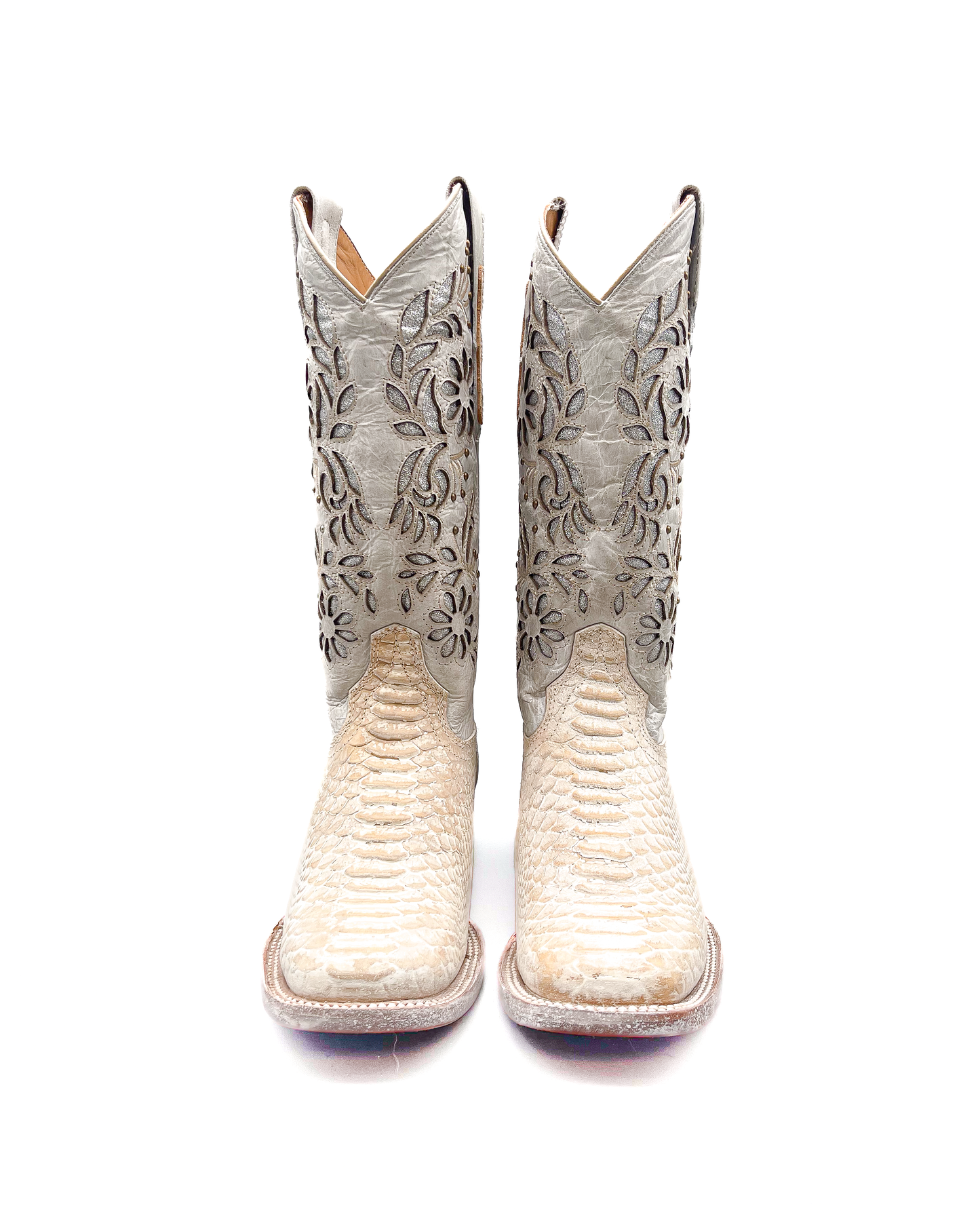 Cowboy Boot White Rustic Orix Python