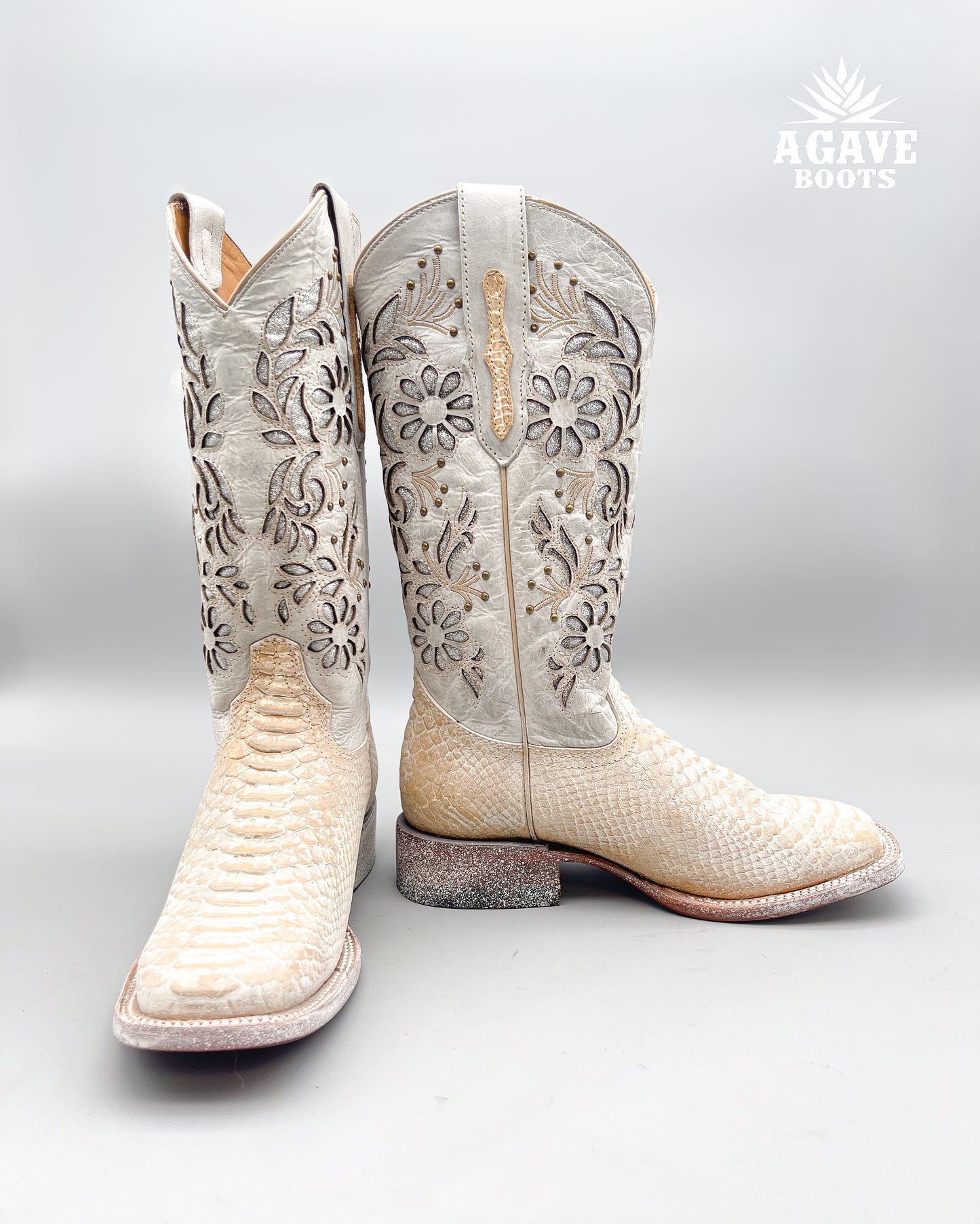 Cowboy Boot White Rustic Orix Python